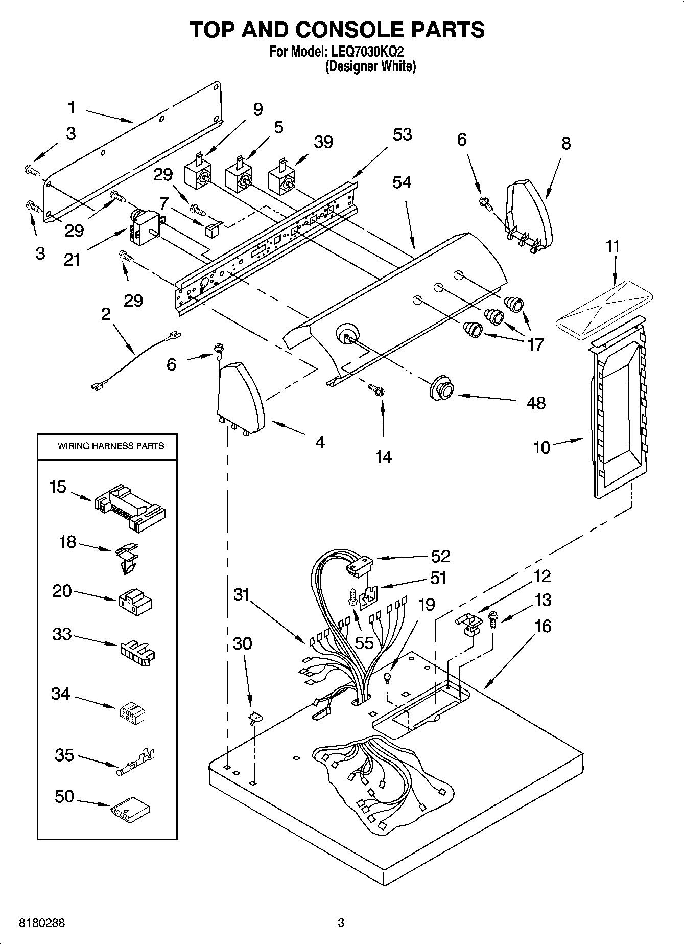 02 - TOP AND CONSOLE PARTS OPTIONAL PARTS (NOT INCLUDED)
