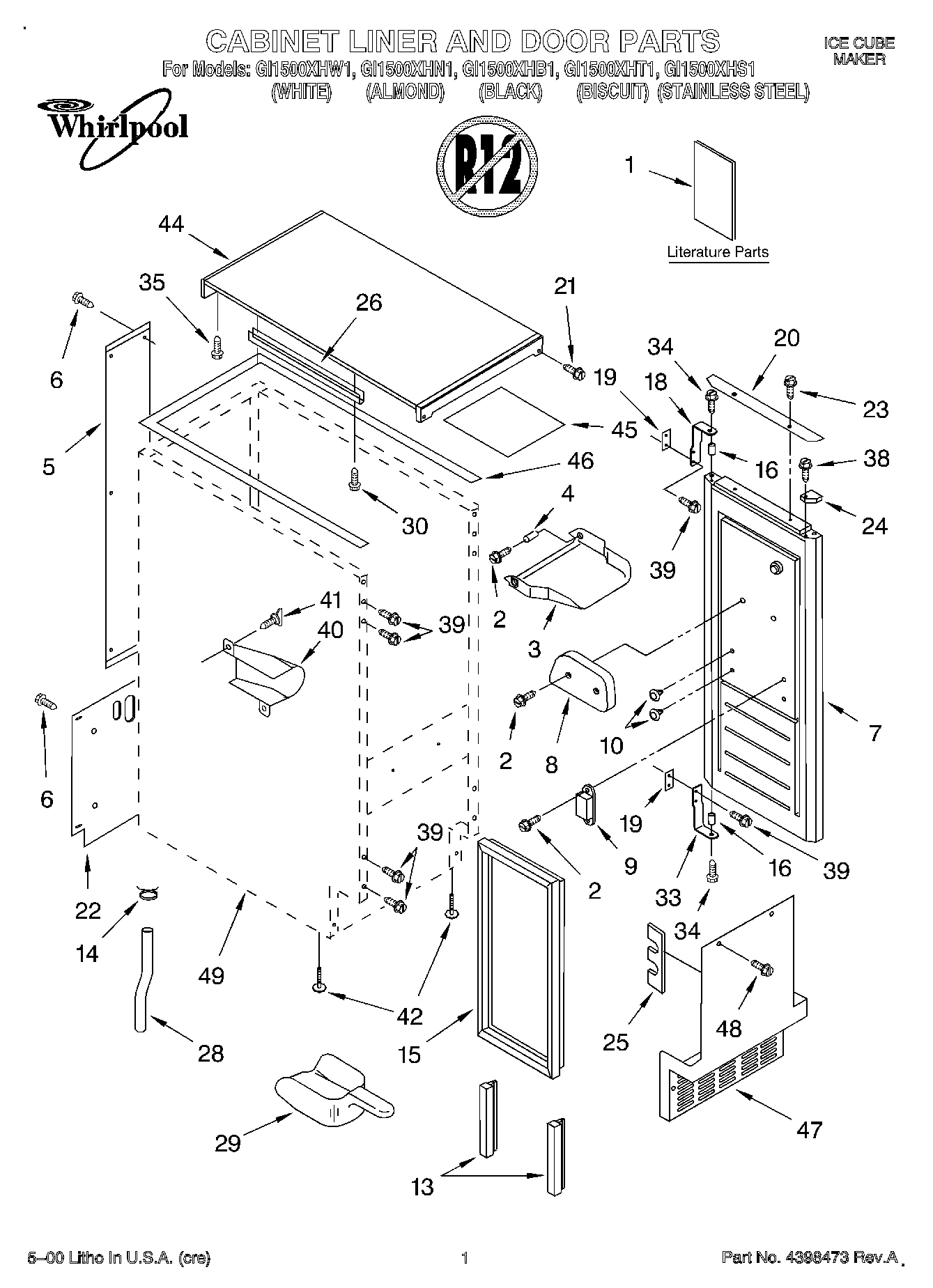 01 - CABINET LINER AND DOOR, LIT/OPTIONAL