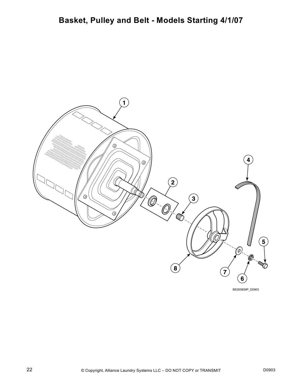 Basket, Pulley and Belt - Models Starting 4/1/07