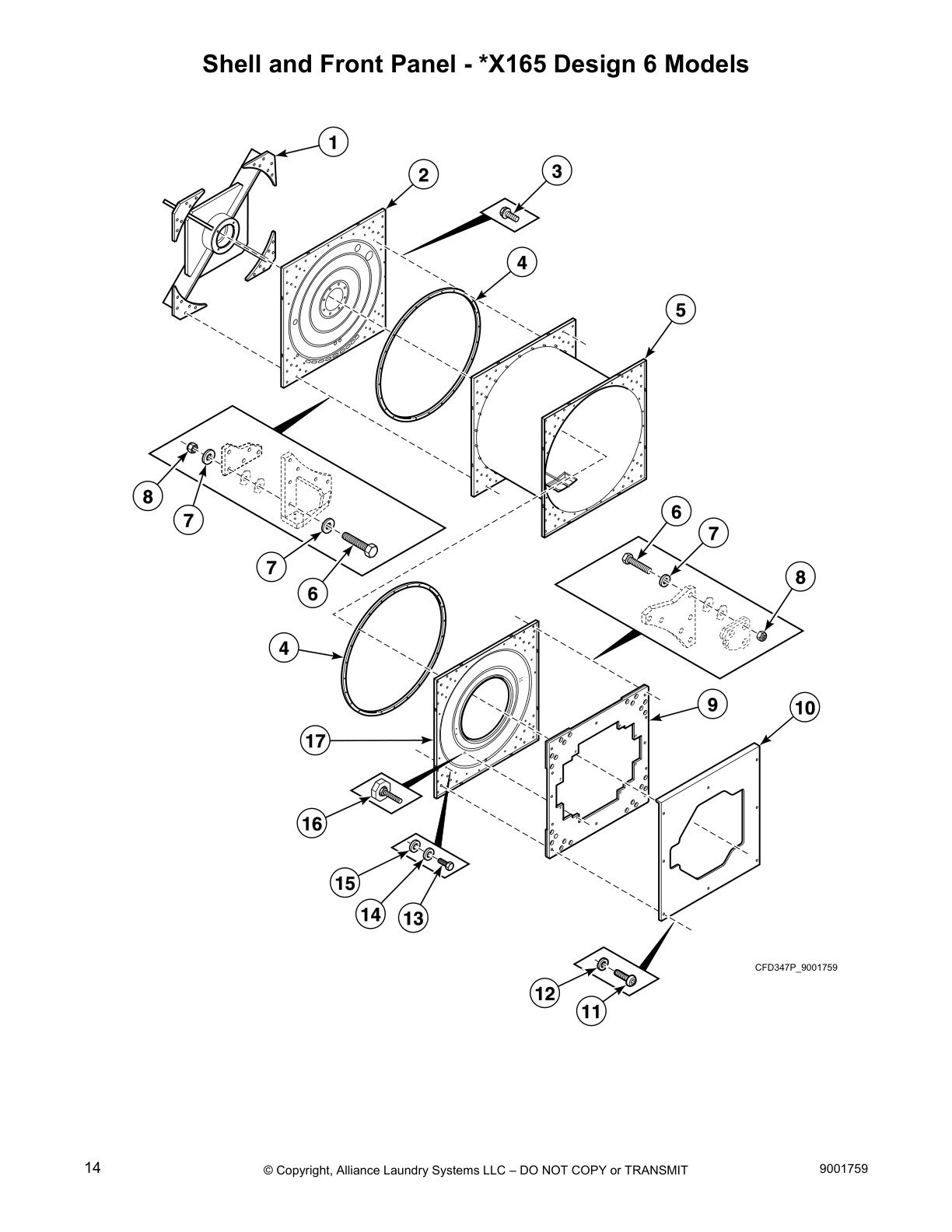 Shell and Front Panel - *X165 Design 6 Models