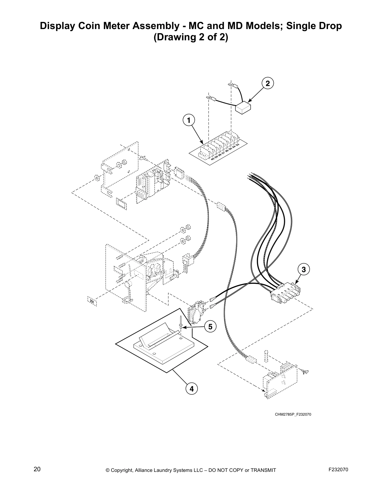 Display Coin Meter Assembly - MC and MD Models; Single Drop
(Drawing 2 of 2)