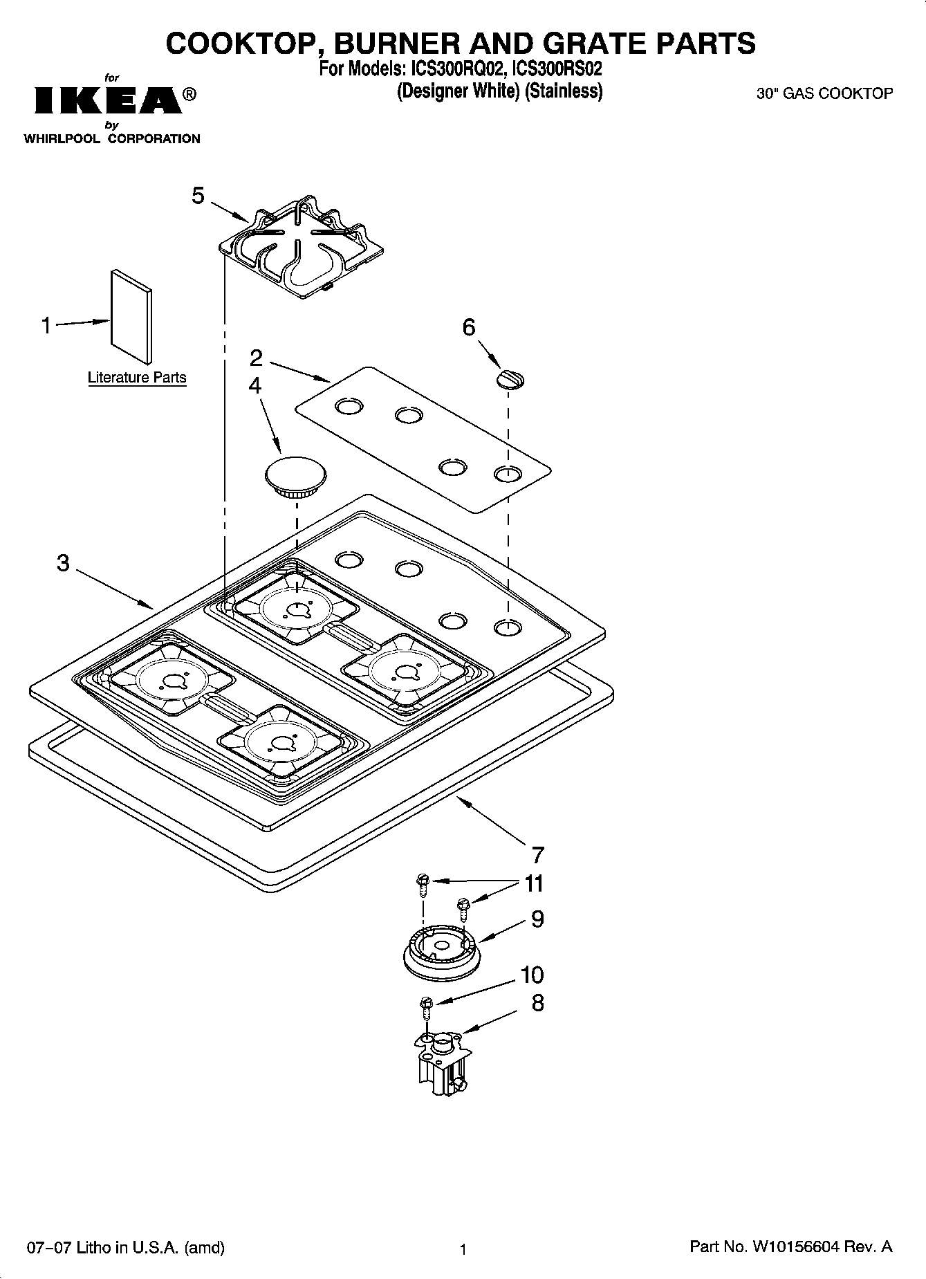 01 - COOKTOP, BURNER AND GRATE PARTS