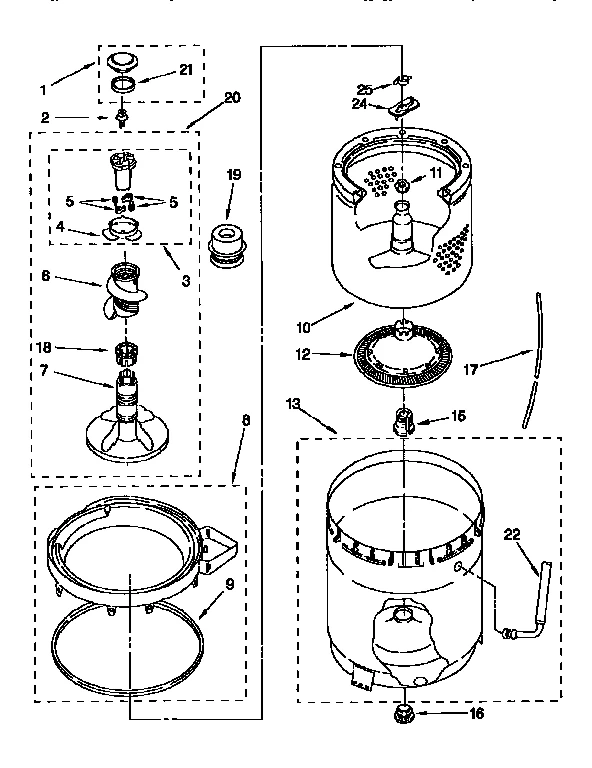 AGITATOR, BASKET AND TUB