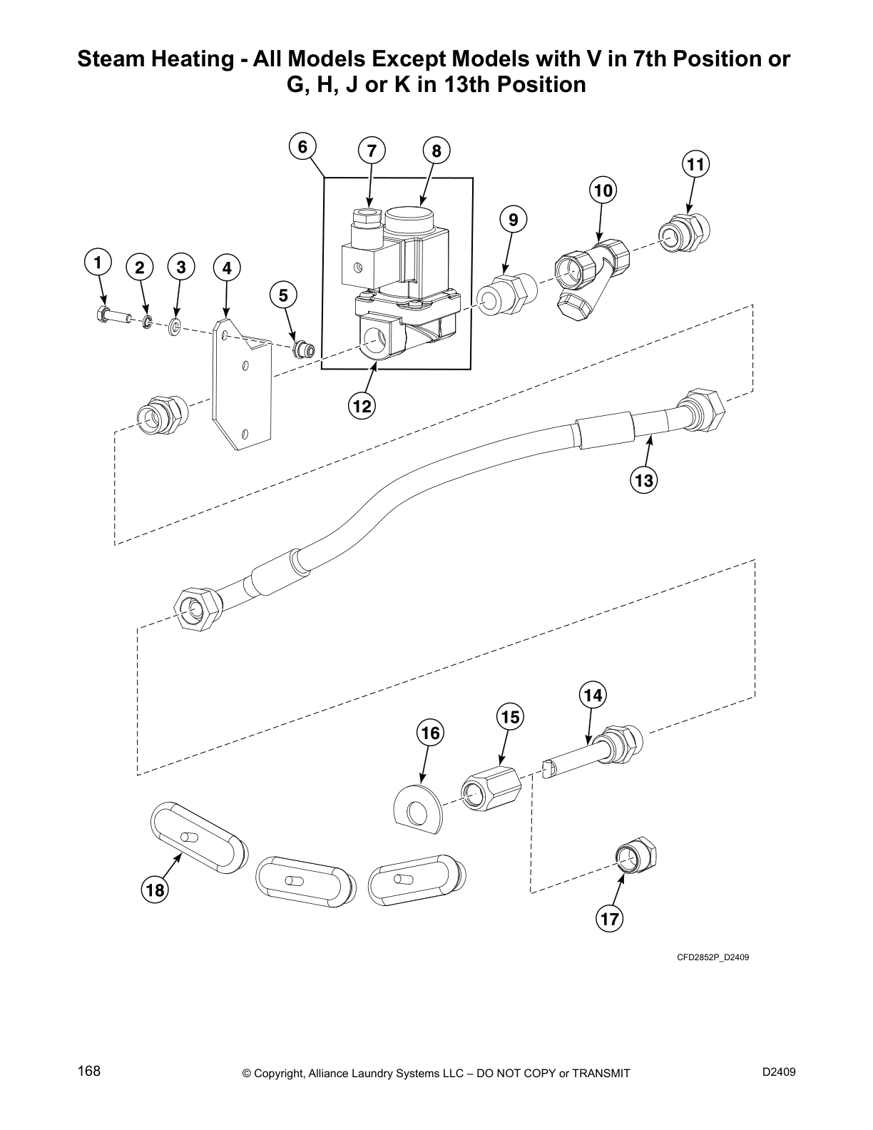 Steam Heating - All Models Except Models with V in 7th Position or
G, H, J or K in 13th Position
