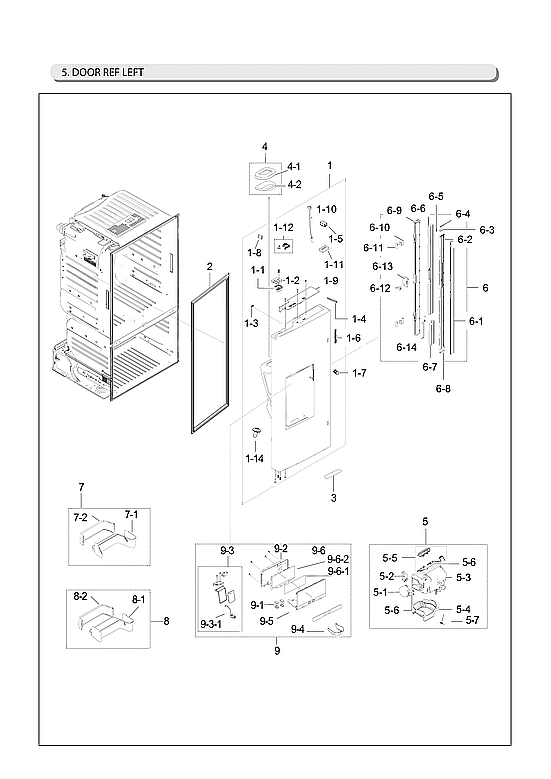 Left Refrigerator Door Parts