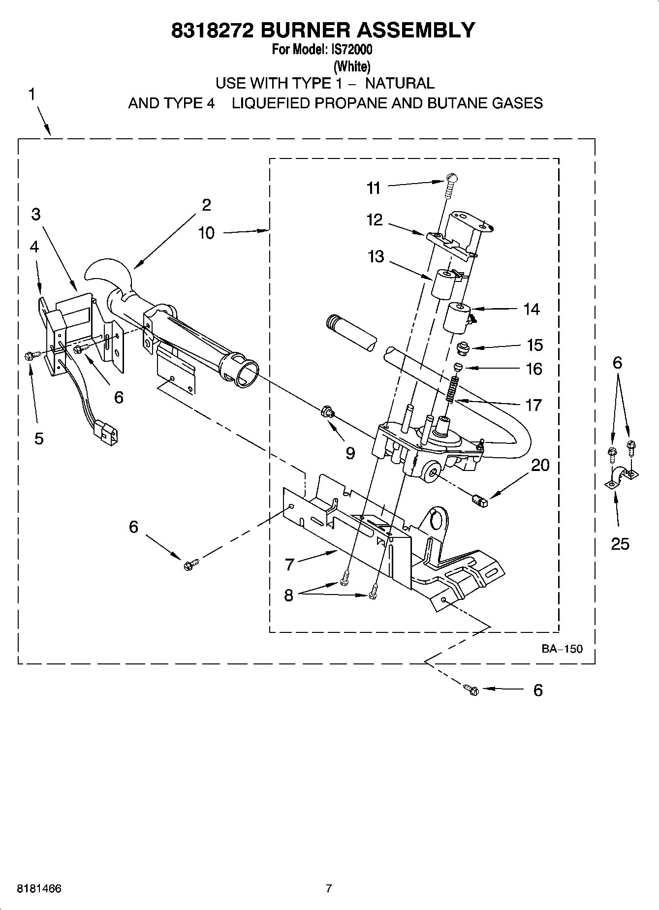 04 - 8318272 BURNER ASSEMBLY, OPTIONAL PARTS (NOT INCLUDED)