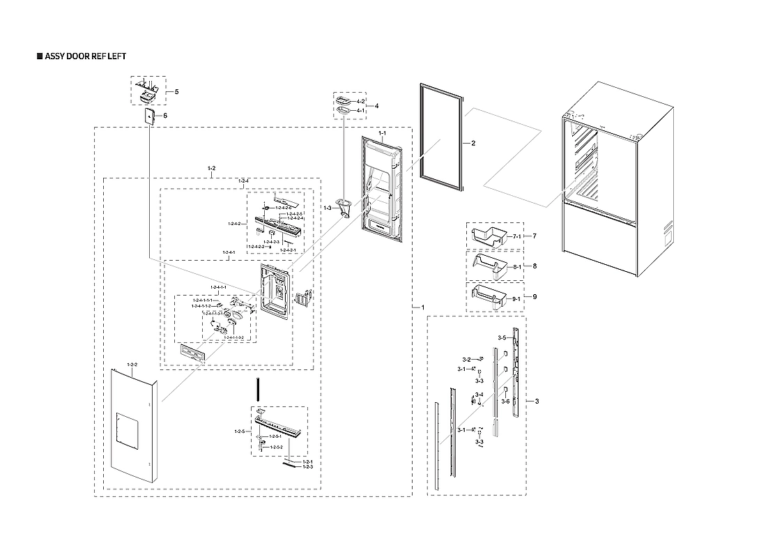Left Refrigerator Door Assembly