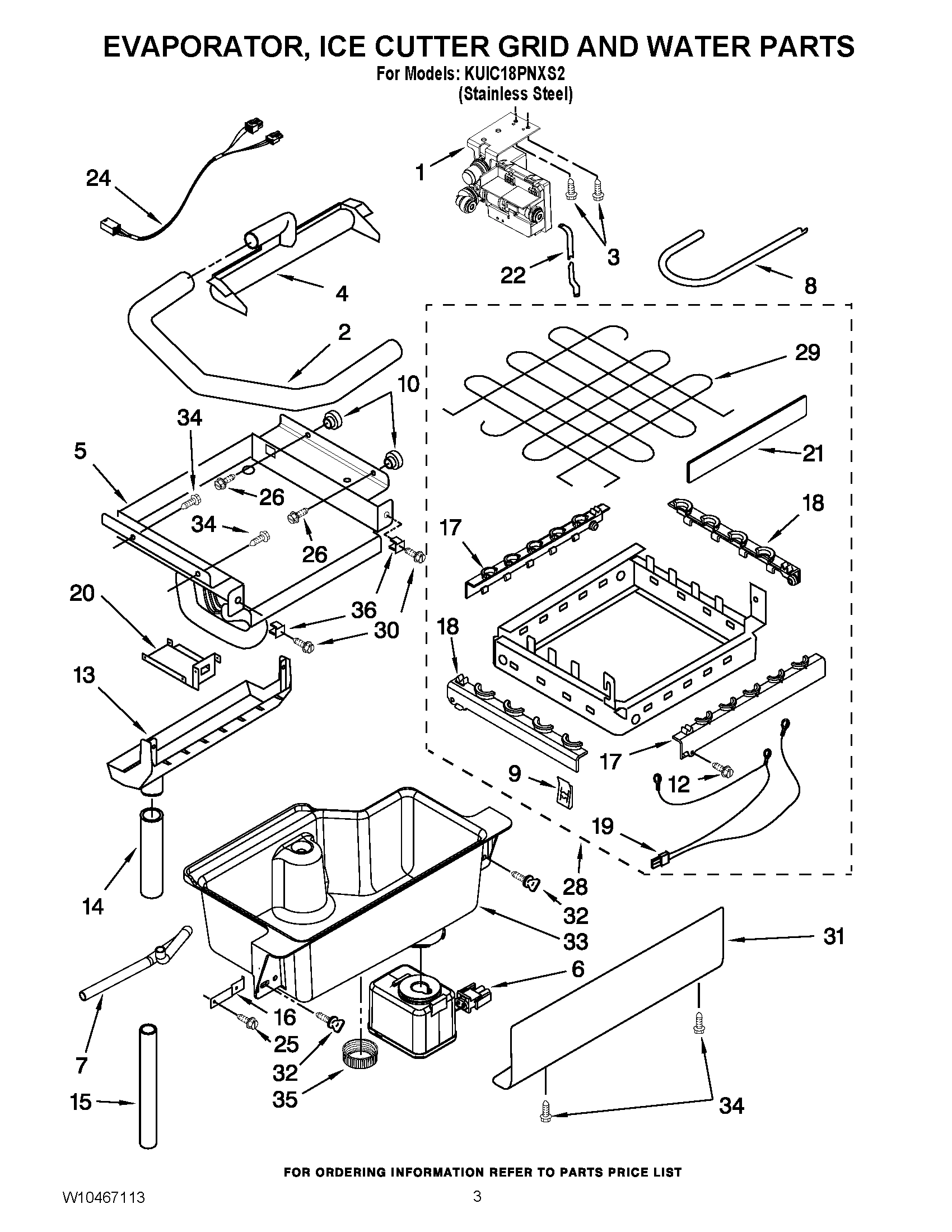 02 - EVAPORATOR, ICE CUTTER GRID AND WATER PARTS