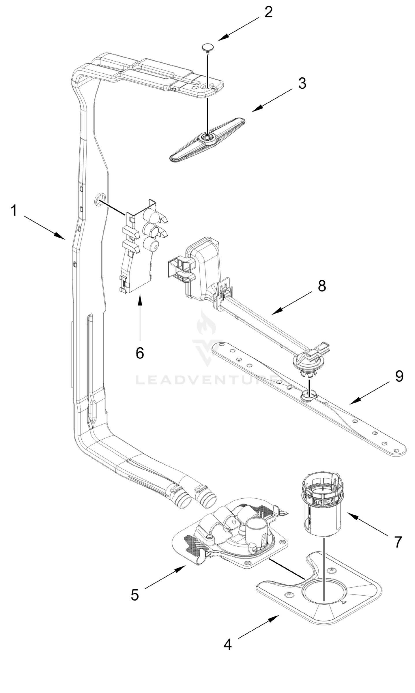 UPPER WASH AND RINSE PARTS