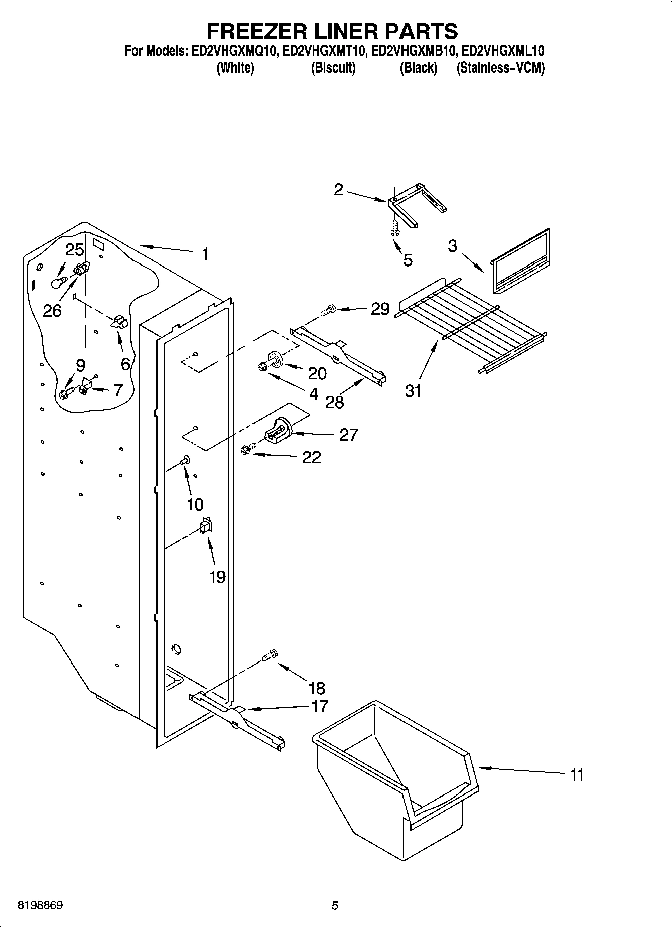 04 - FREEZER LINER PARTS