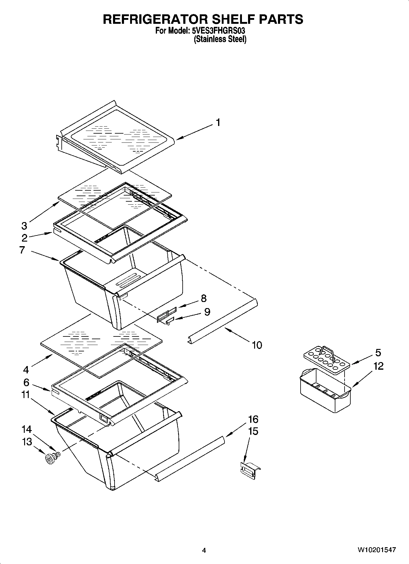 03 - REFRIGERATOR SHELF PARTS