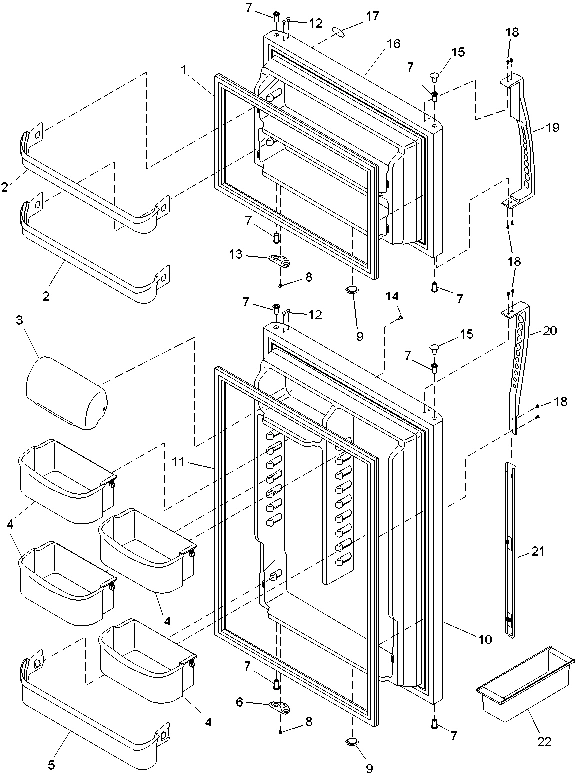 02 - Door Assy, Handles & Shelves