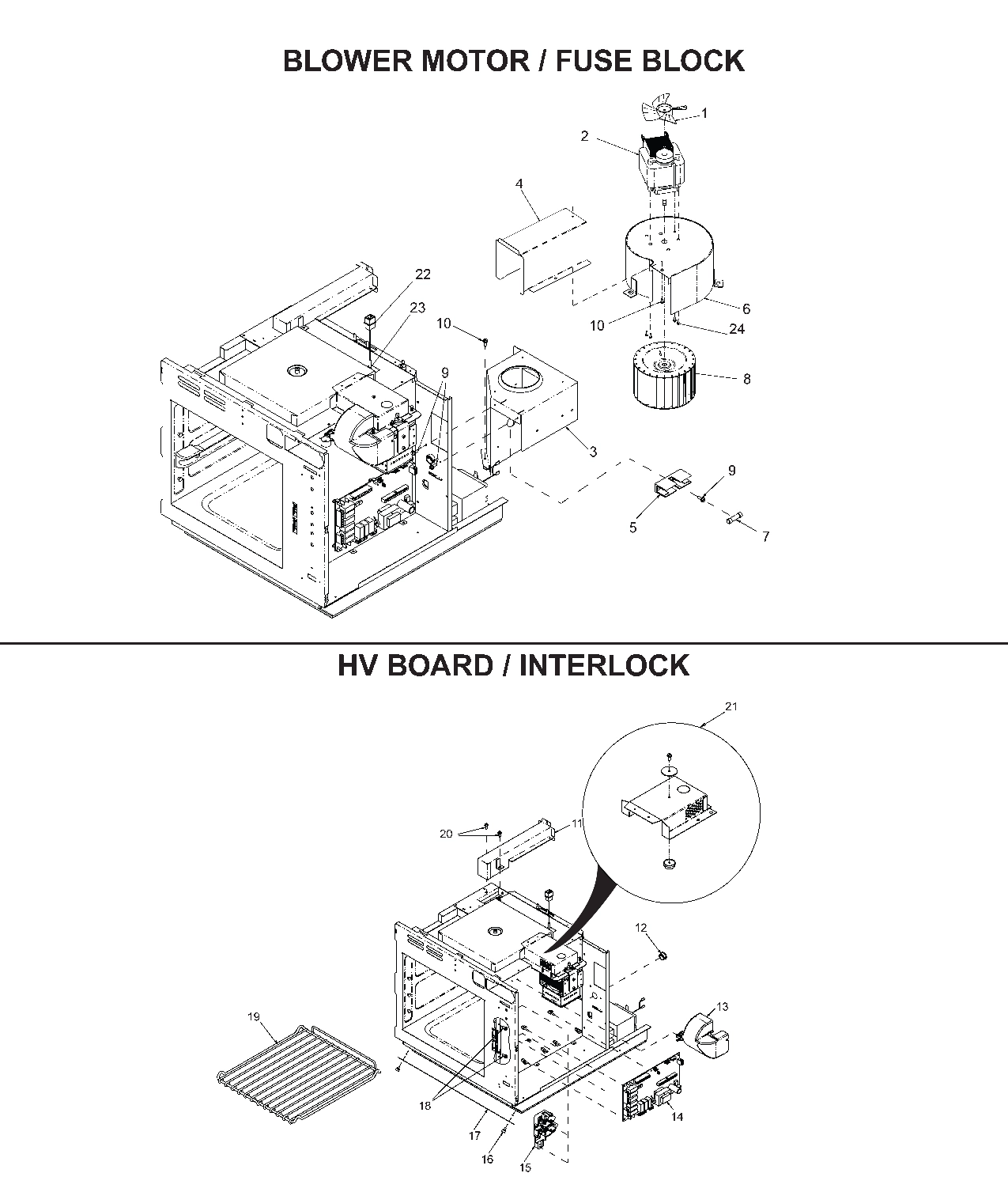BLOWER MOTOR / FUSE BLOCK / HV BOARD / INTERLOCK