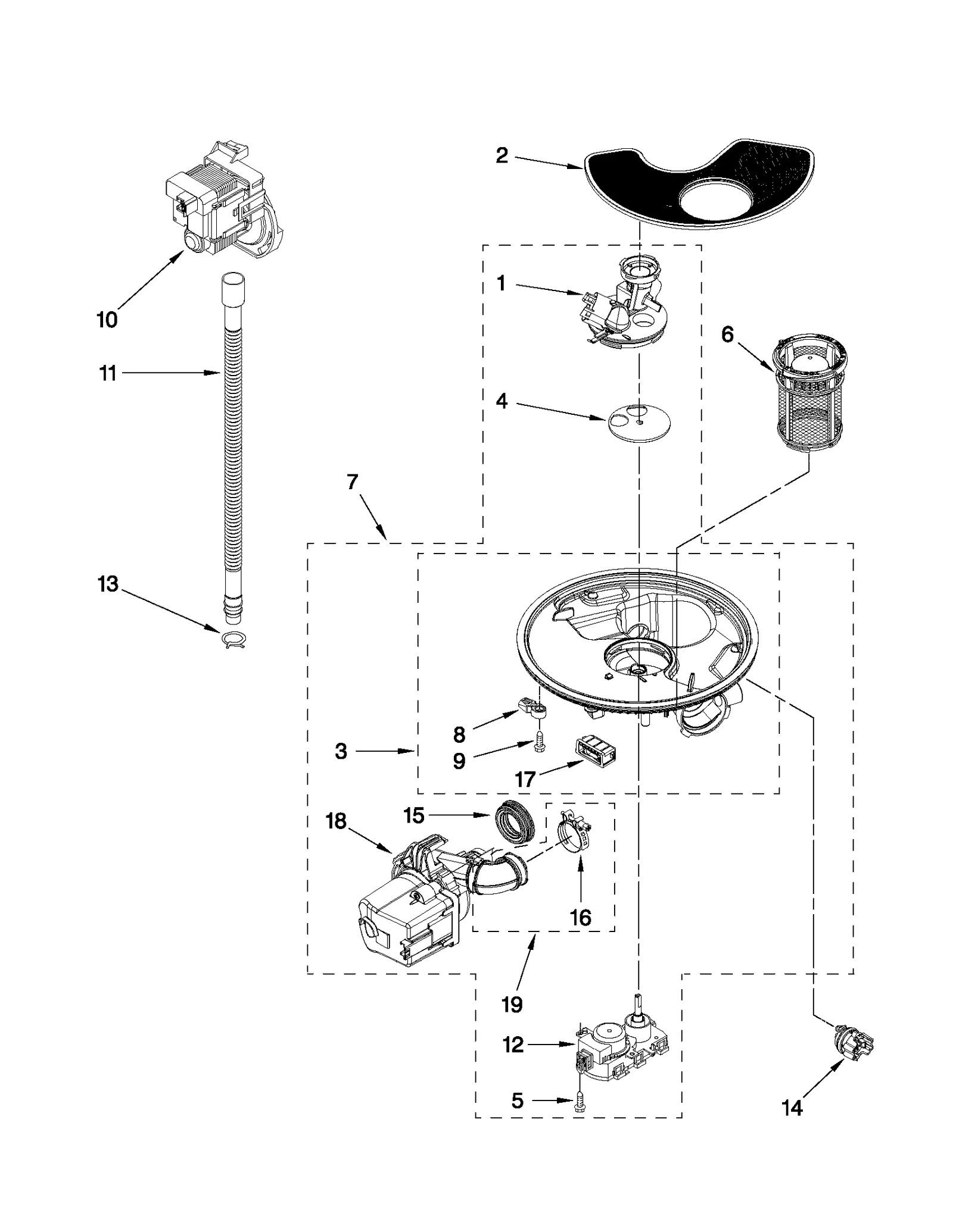 PUMP, WASHARM AND MOTOR PARTS