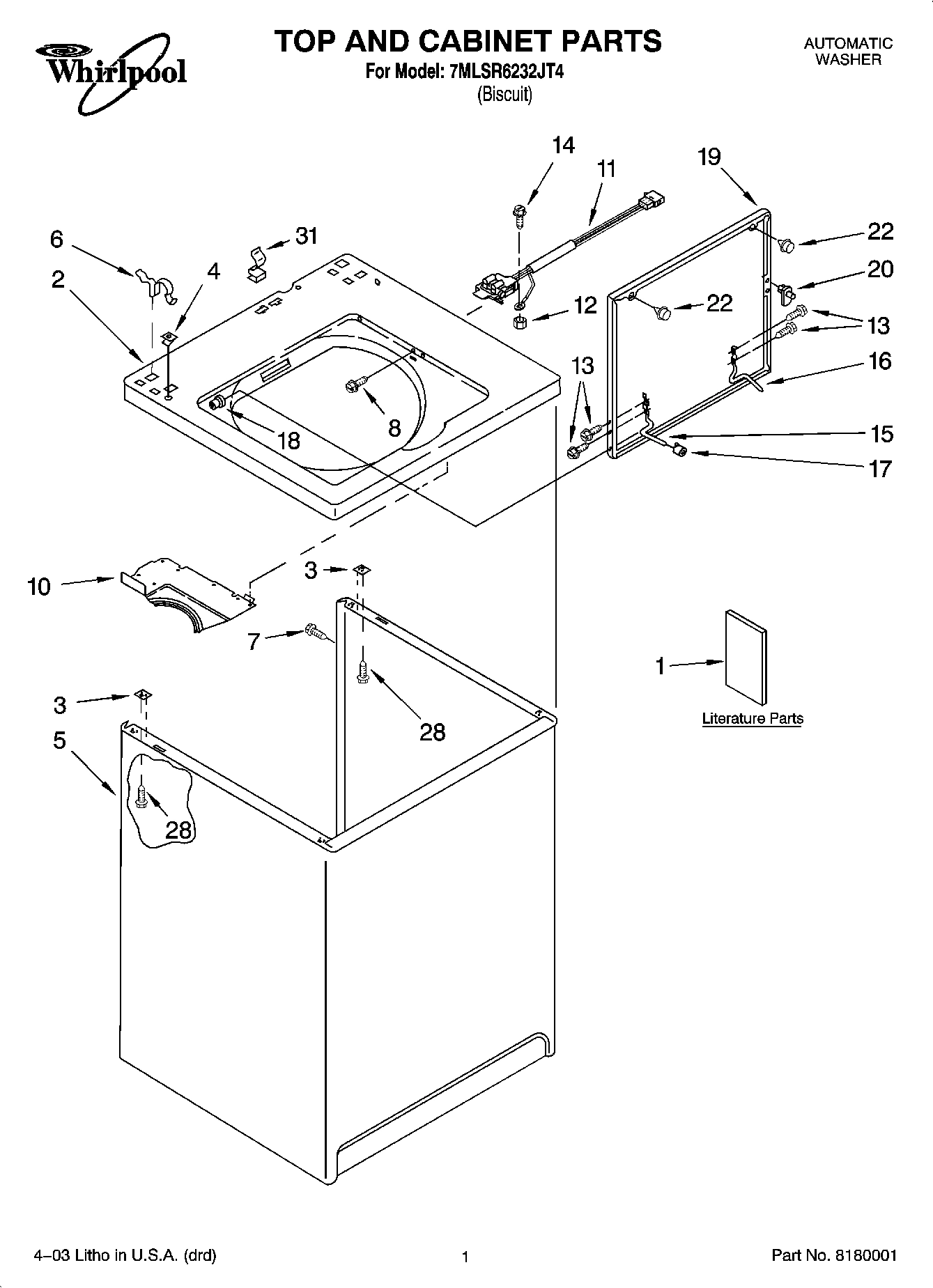 01 - TOP AND CABINET PARTS