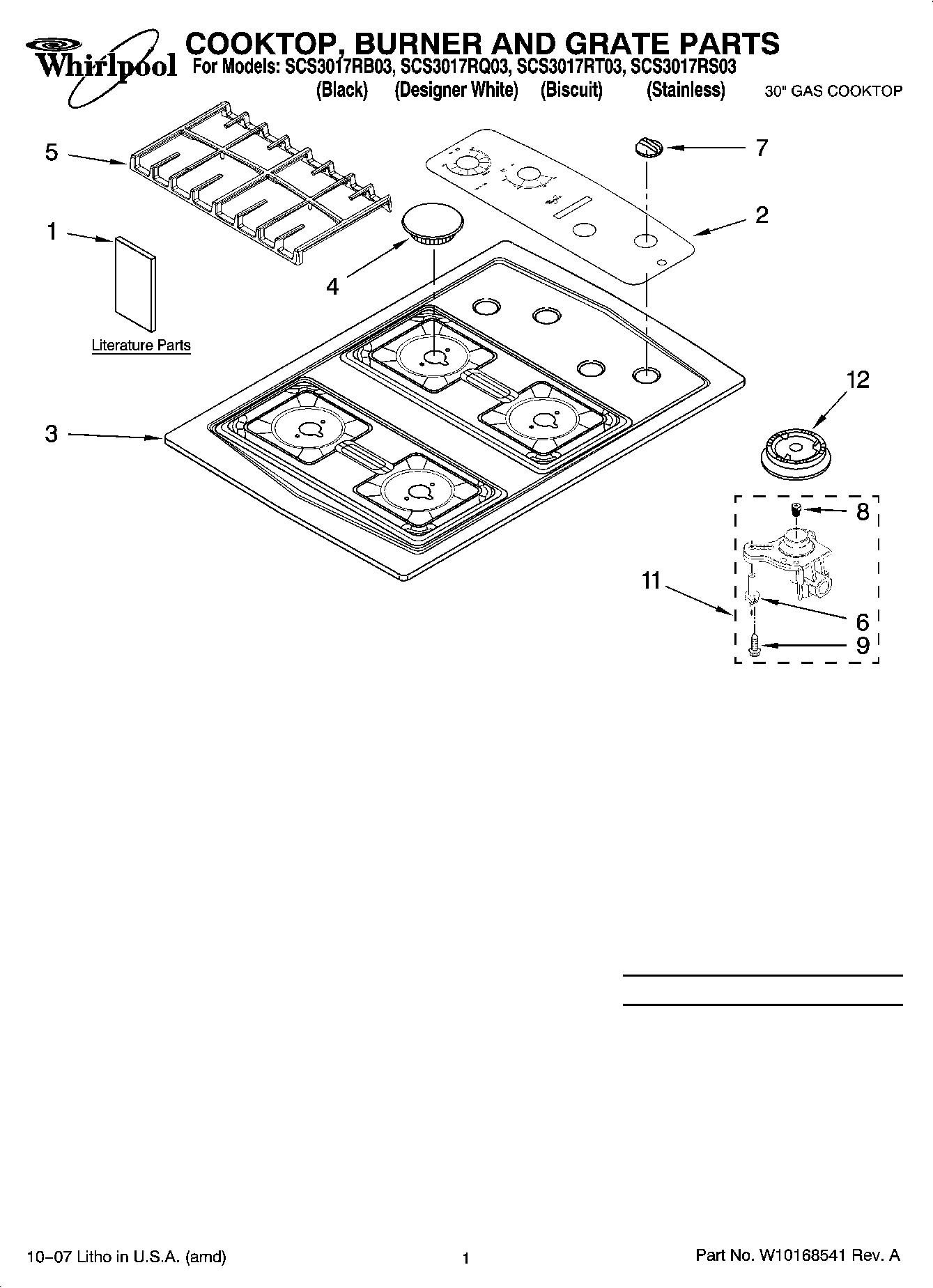 01 - COOKTOP, BURNER AND GRATE PARTS