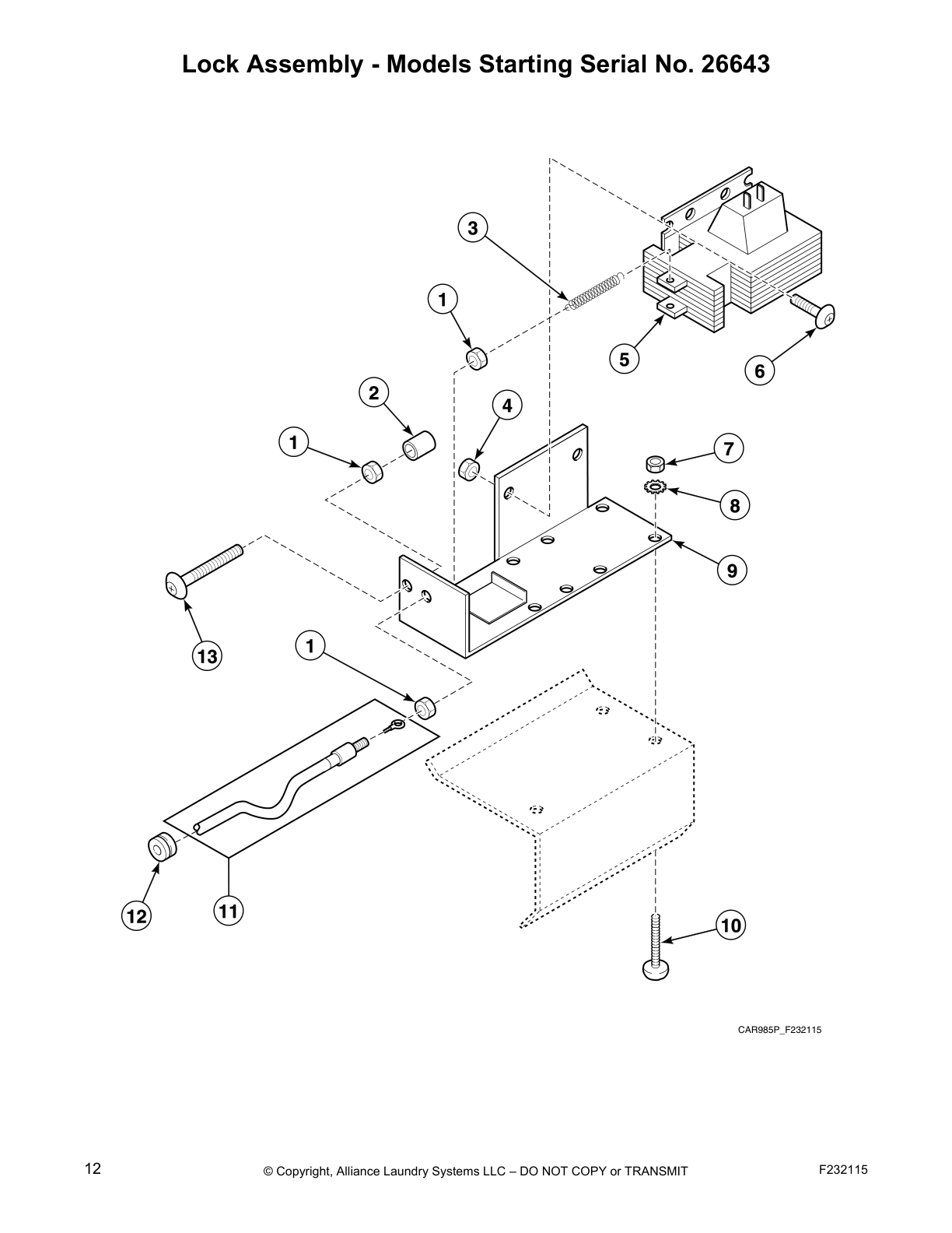Lock Assembly - Models Starting Serial No. 26643