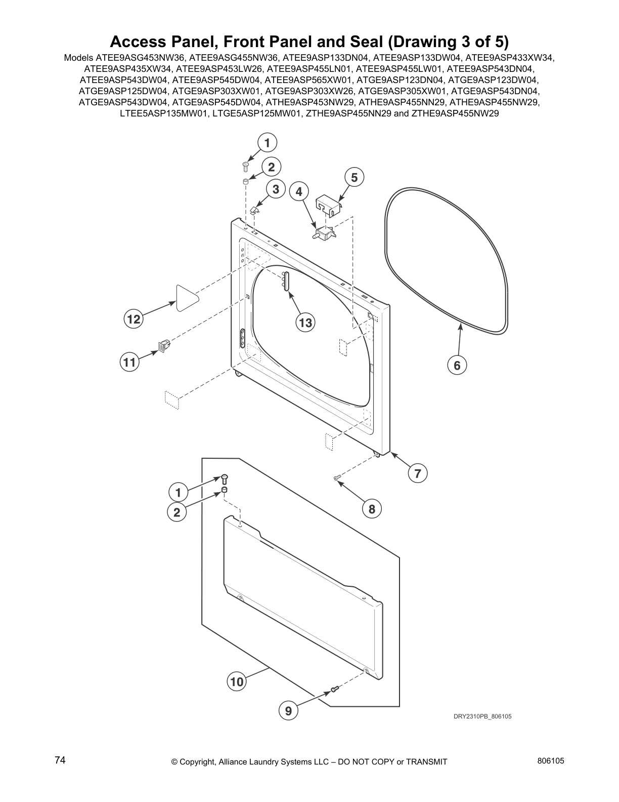 Access Panel, Front Panel and Seal (Drawing 3 of 5)
