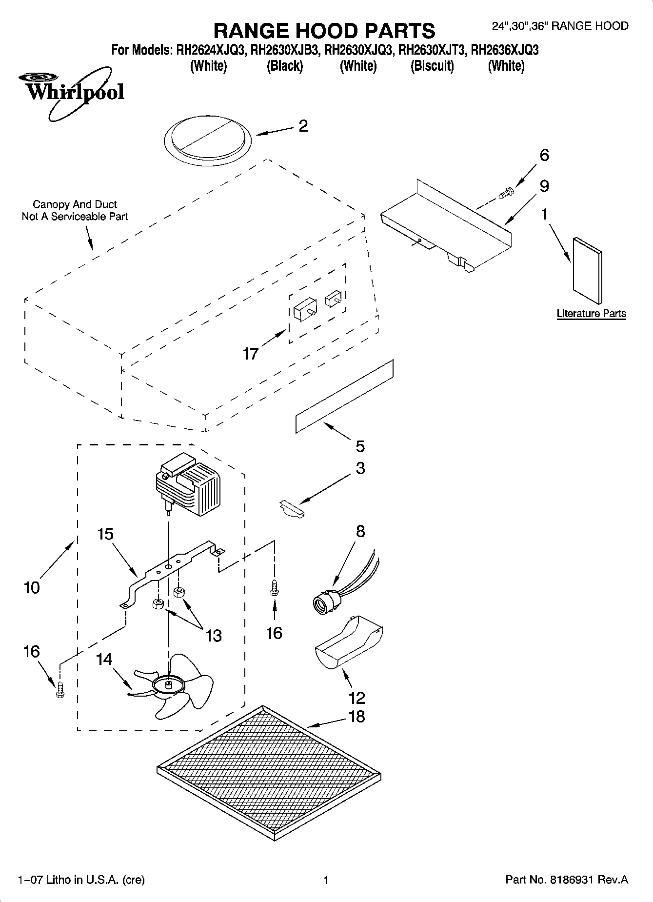 01 - RANGE HOOD PARTS