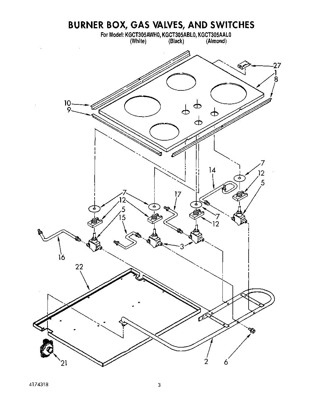 03 - BURNER BOX, GAS VALVES, AND SWITCHES
