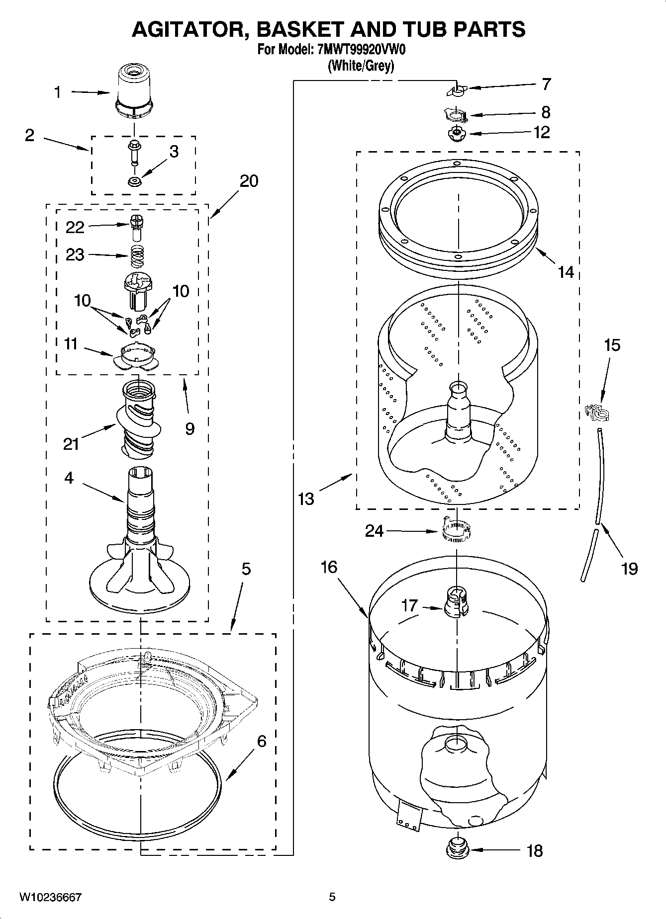 03 - AGITATOR, BASKET AND TUB PARTS