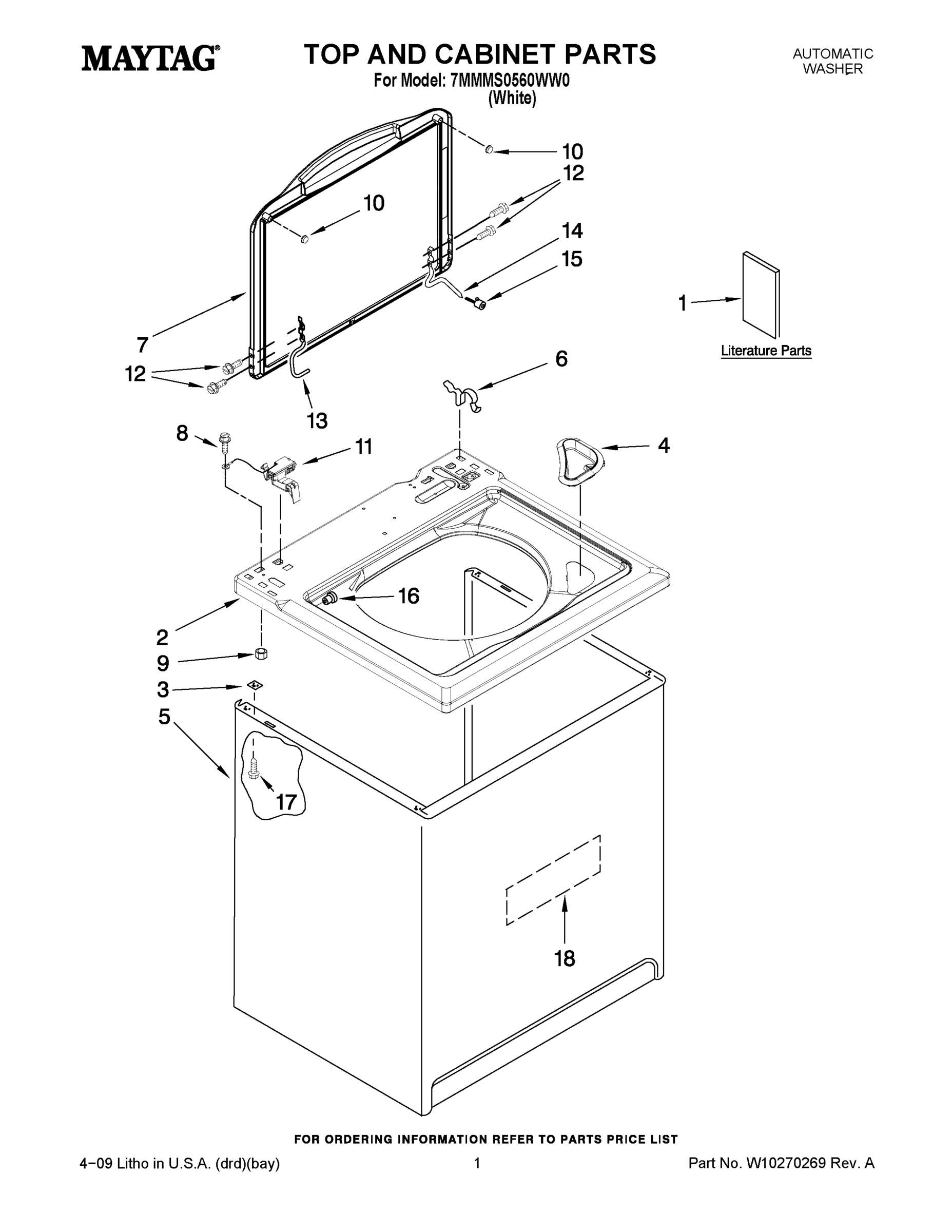 01 - TOP AND CABINET PARTS