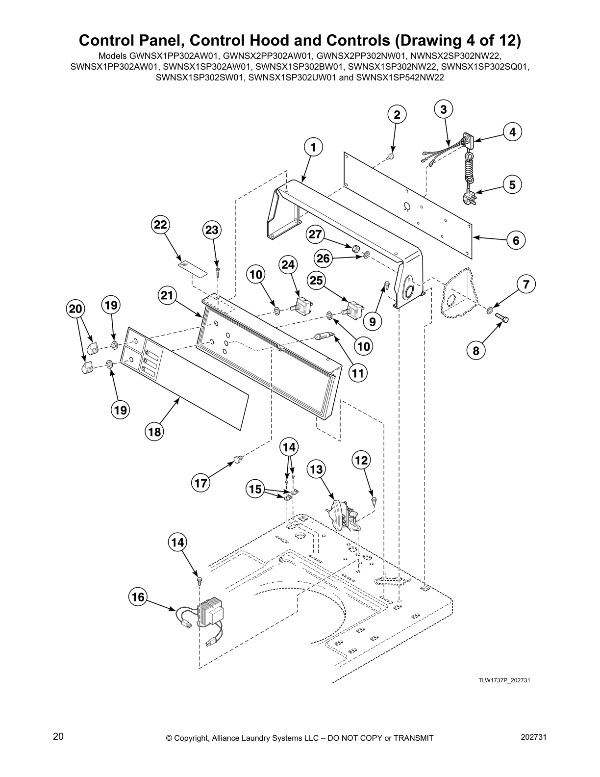 Control Panel, Control Hood and Controls (Drawing 4 of 12)