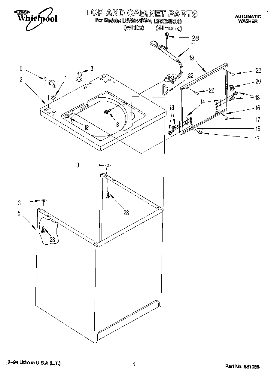01 - TOP AND CABINET, LIT/OPTIONAL
