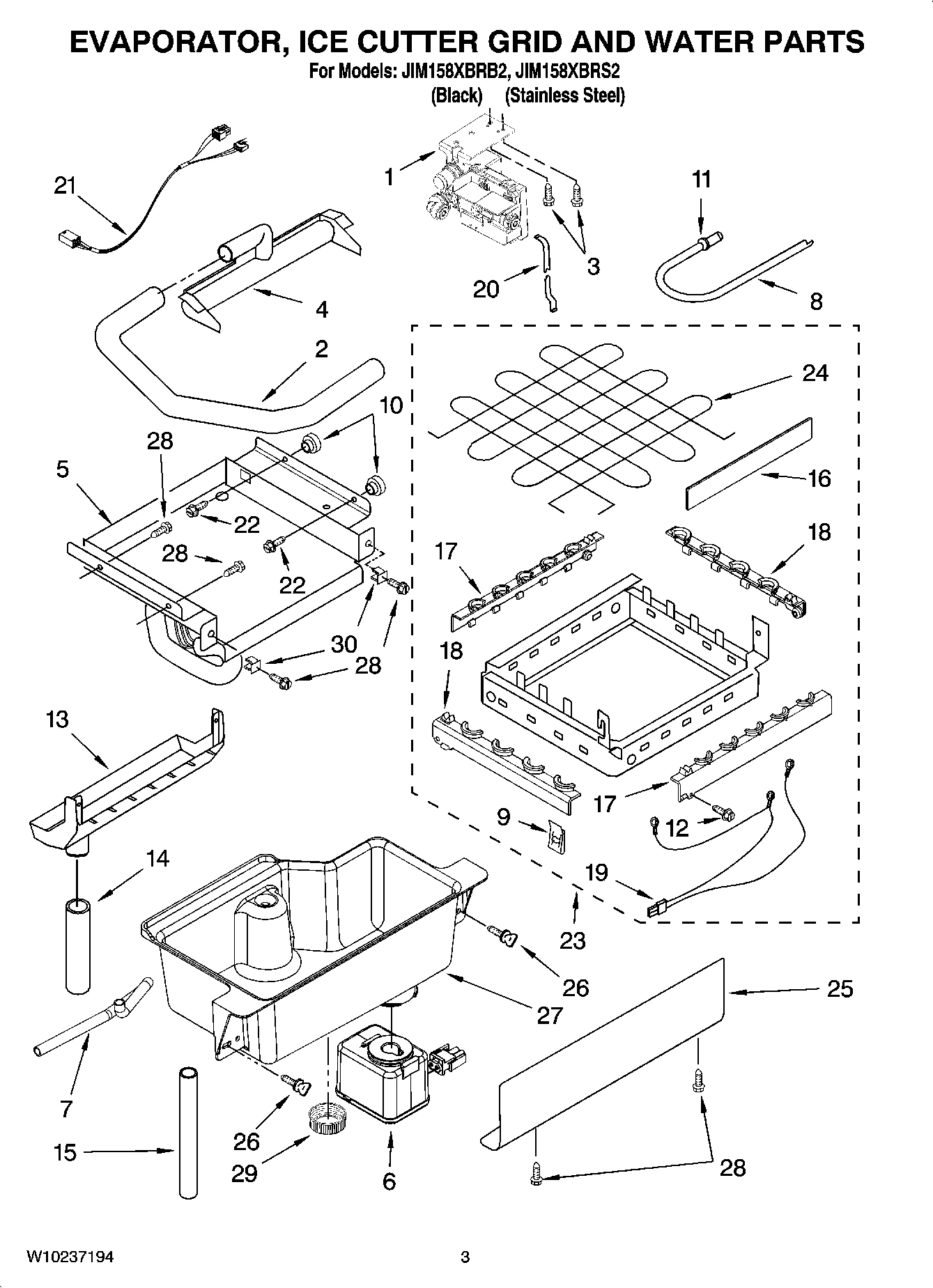02 - EVAPORATOR, ICE CUTTER GRID AND WATER PARTS