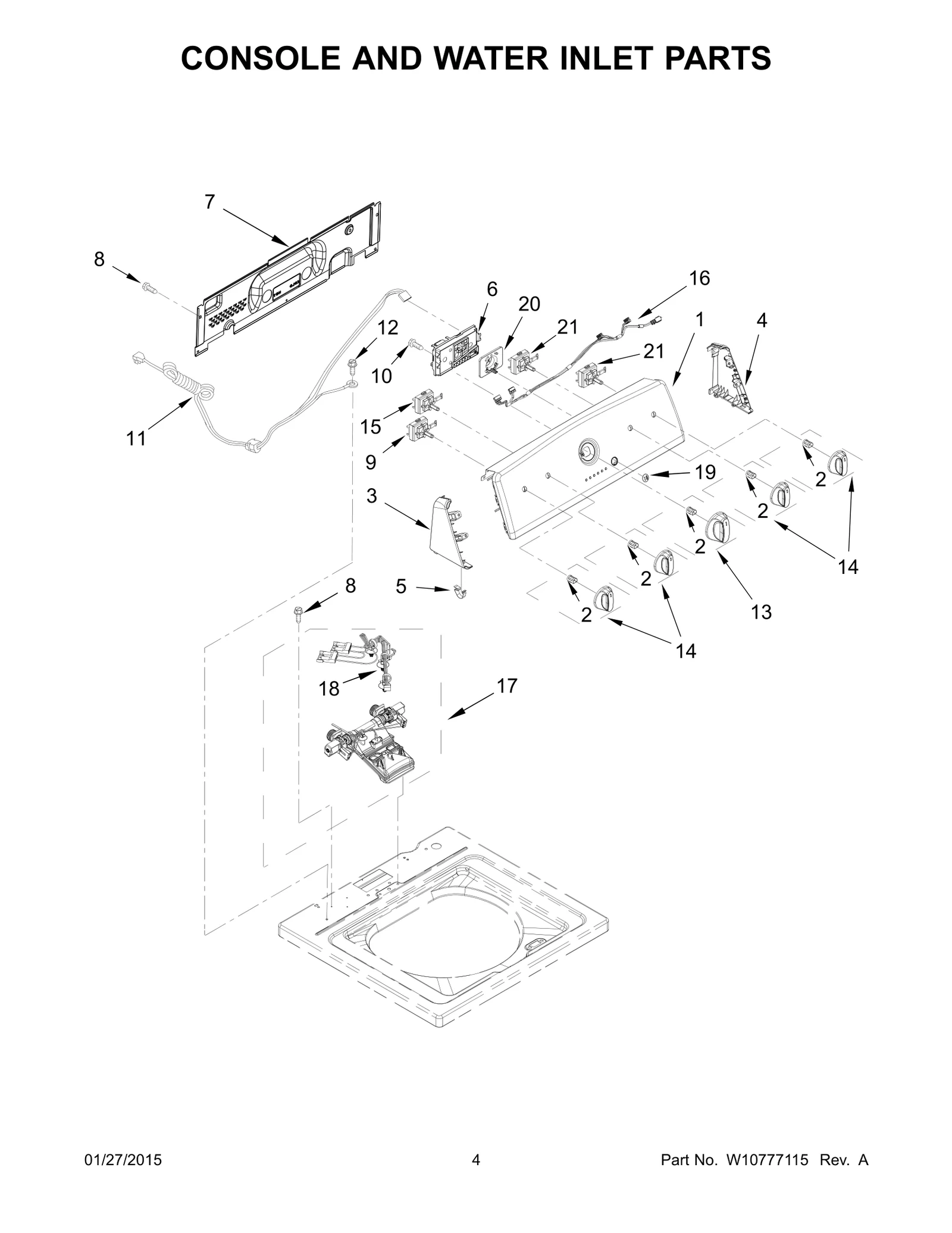 CONSOLE AND WATER INLET PARTS
