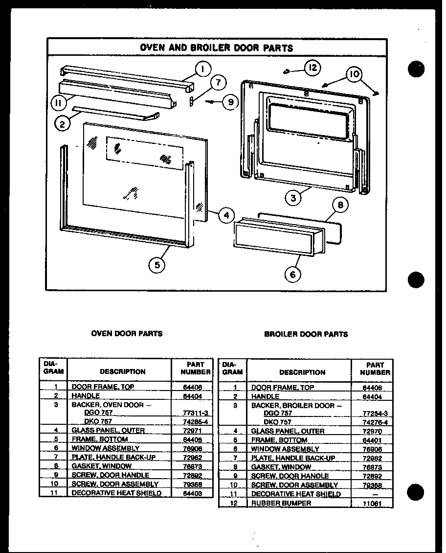 05 - OVEN AND BROILER DOOR PARTS