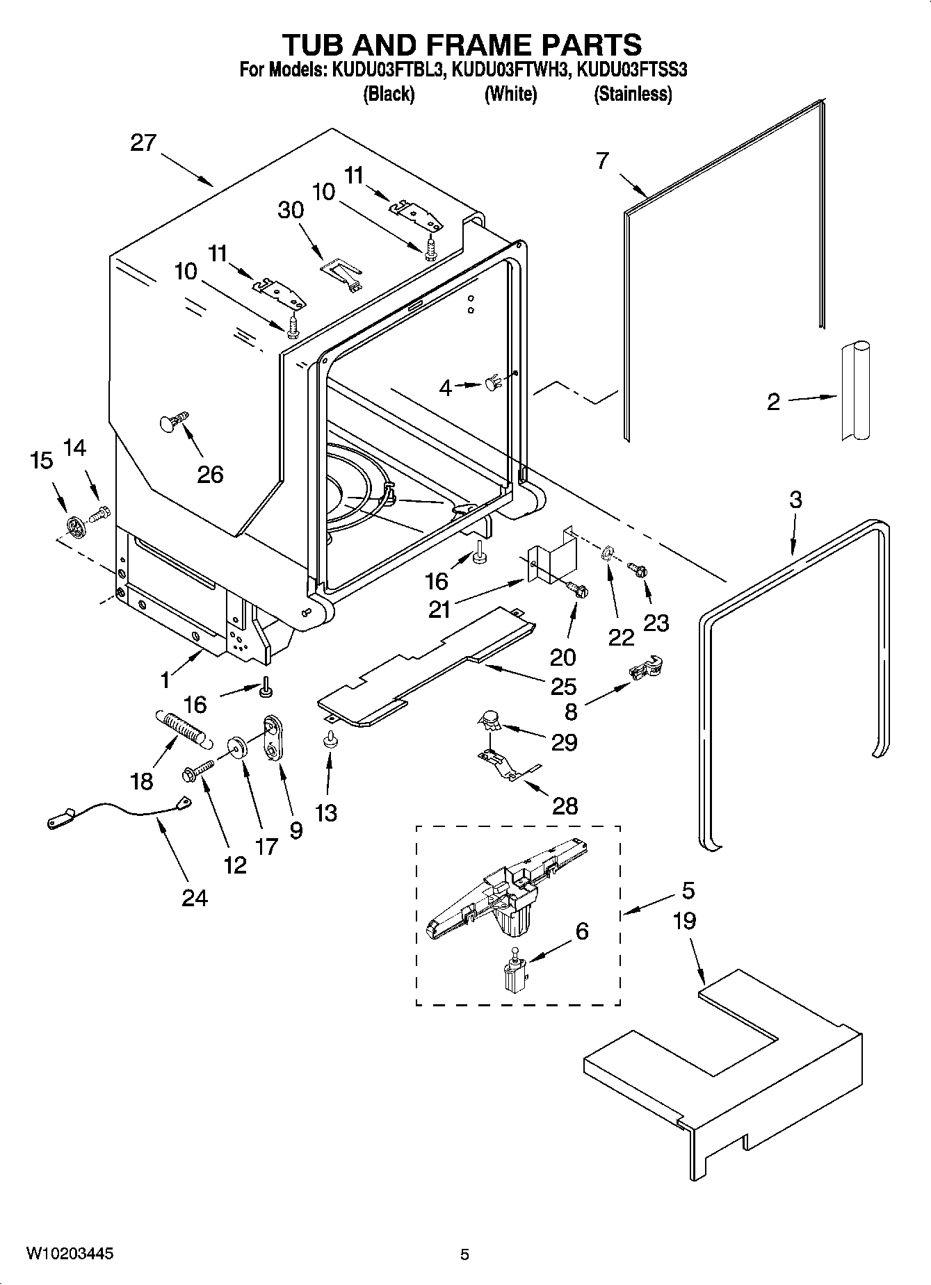 05 - TUB AND FRAME PARTS
