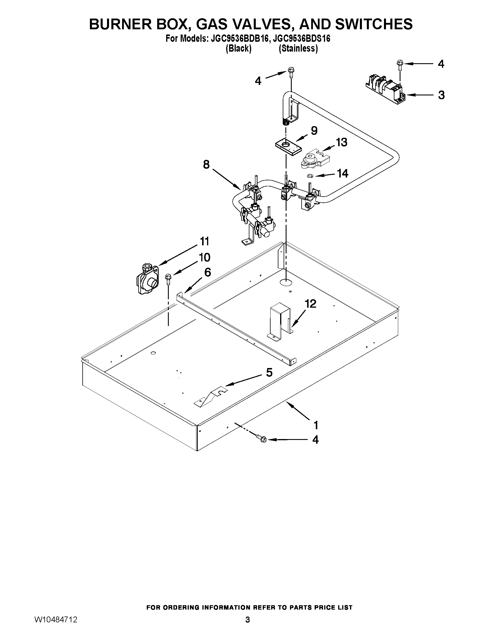 02 - BURNER BOX, GAS VALVES, AND SWITCHES