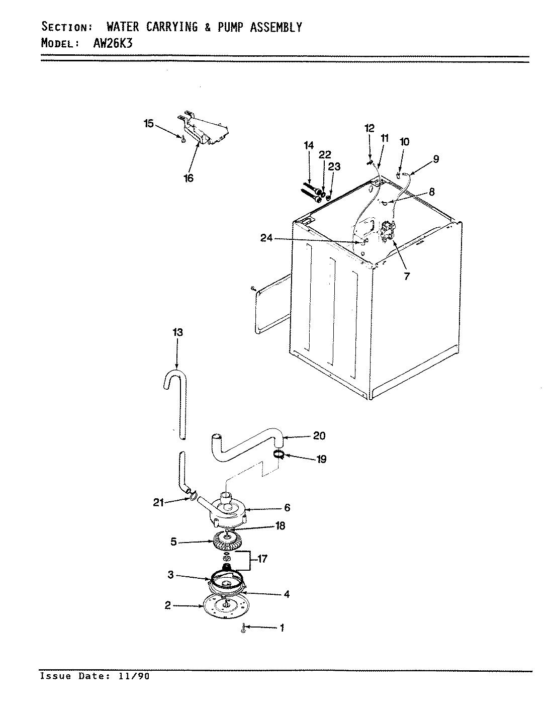 12 - WATER CARRYING & PUMP ASSY. (REV. E-H)