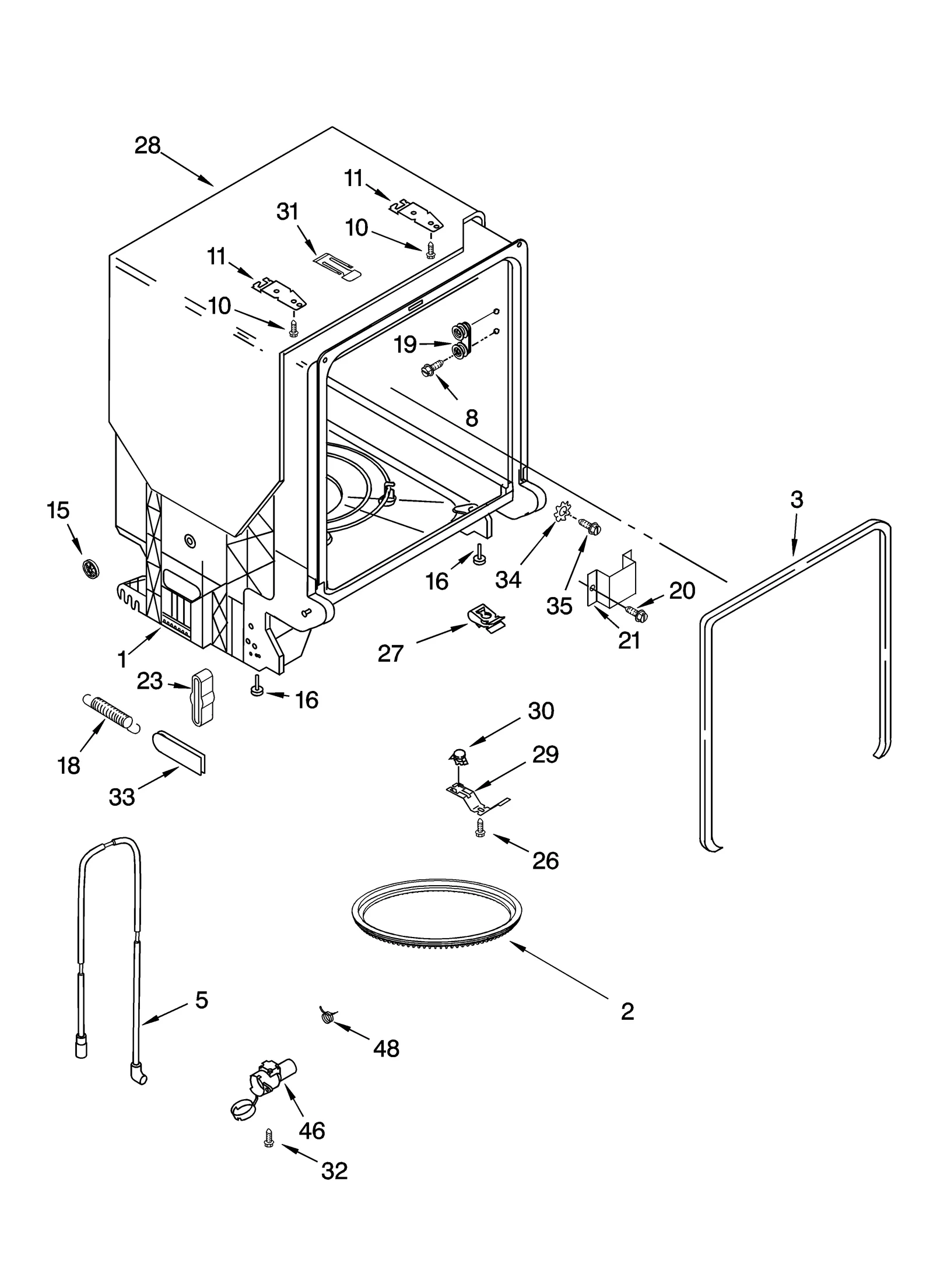 TUB AND FRAME PARTS