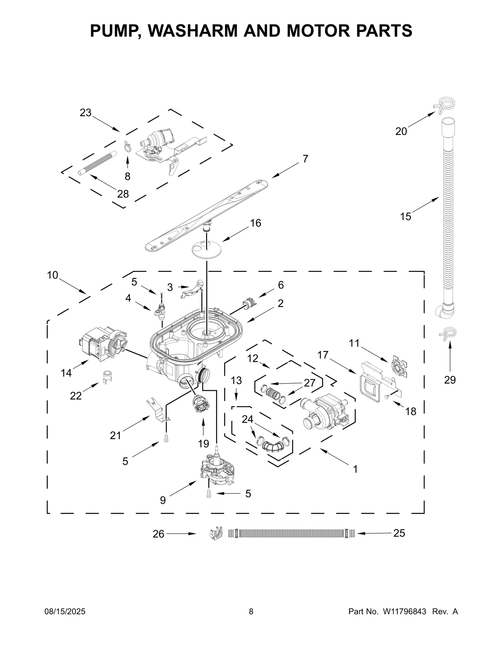 PUMP, WASHARM AND MOTOR PARTS