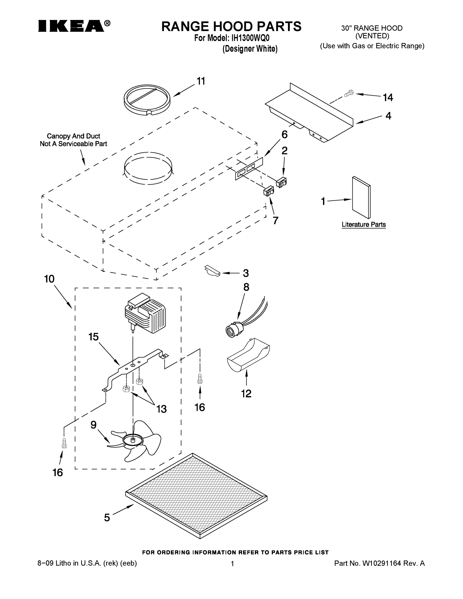 01 - RANGE HOOD PARTS