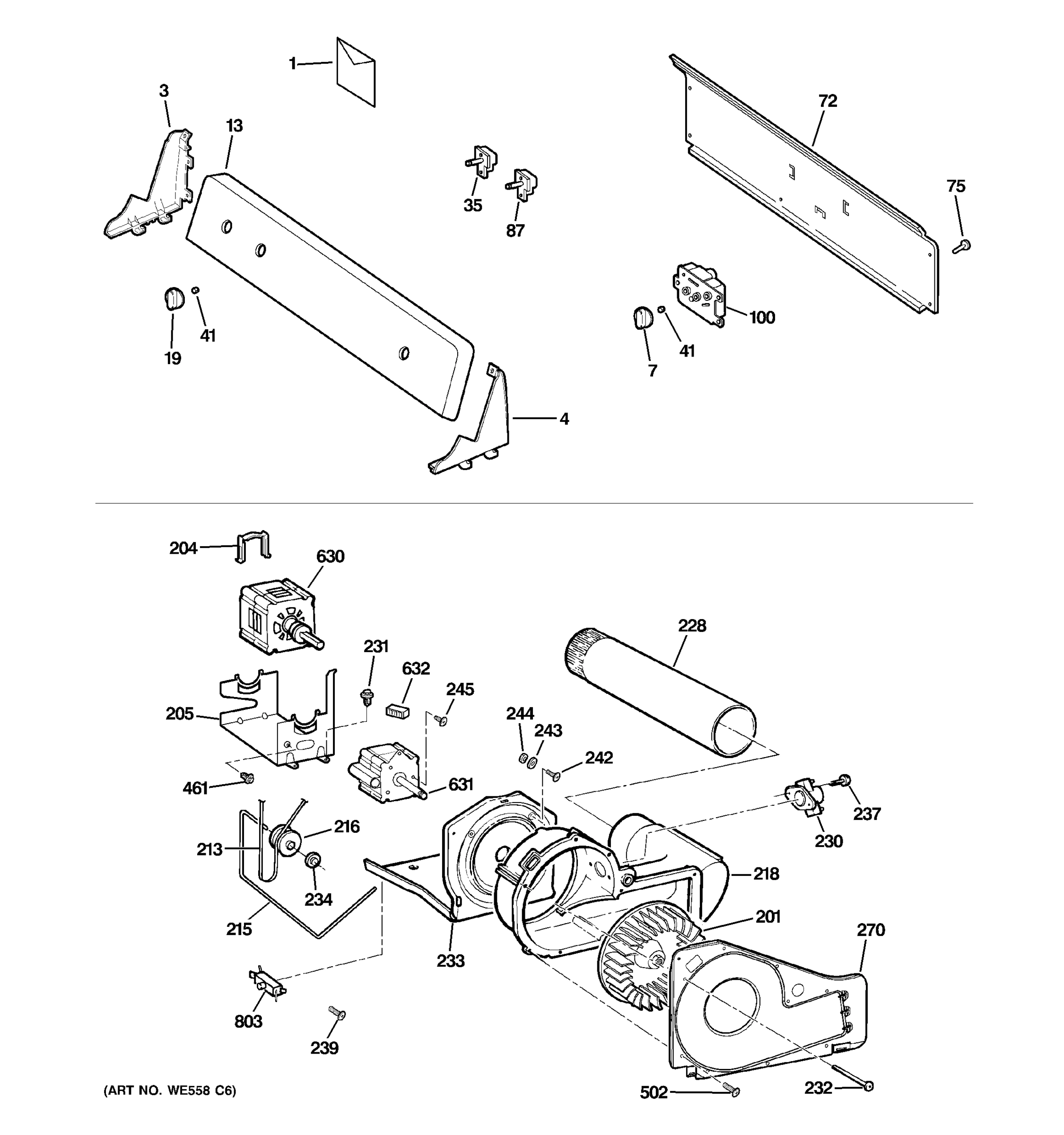 BACKSPLASH, BLOWER & MOTOR ASSEMBLY