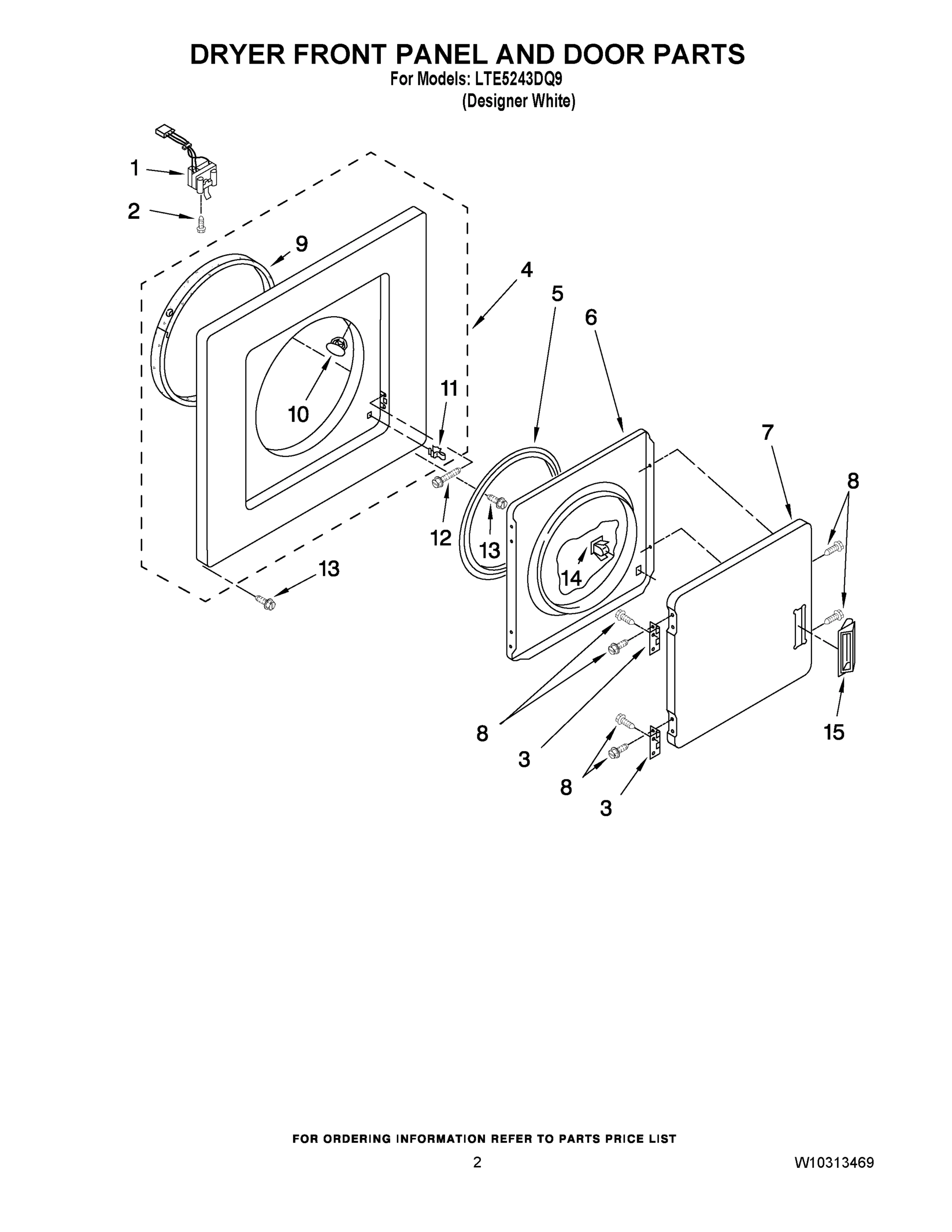 02 - DRYER FRONT PANEL AND DOOR PARTS