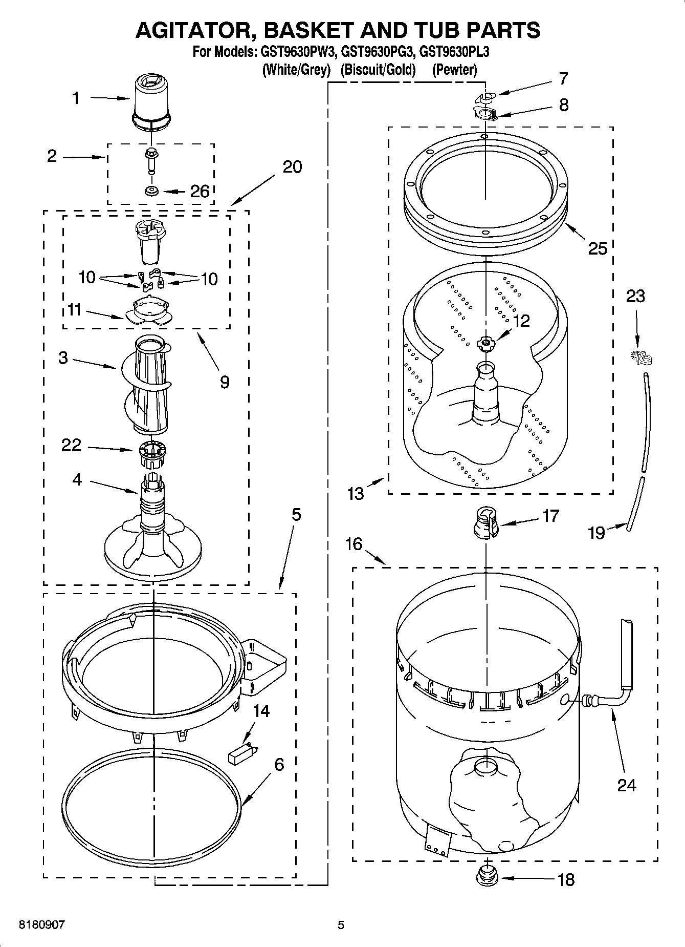 03 - AGITATOR, BASKET AND TUB PARTS