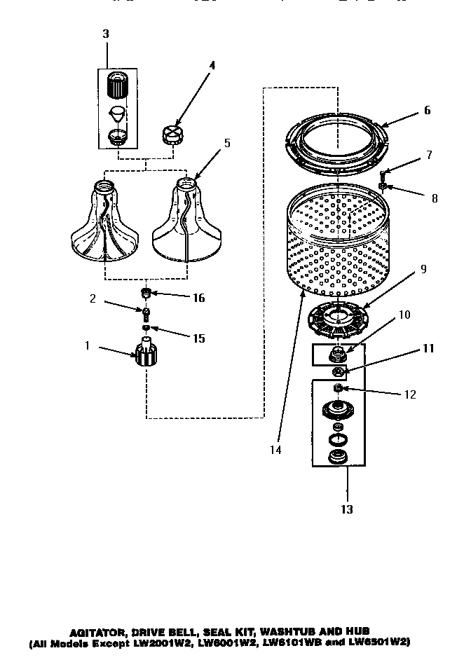 02 - AGITATOR/DRIVE BELL/SEAL KIT/TUB & HUB