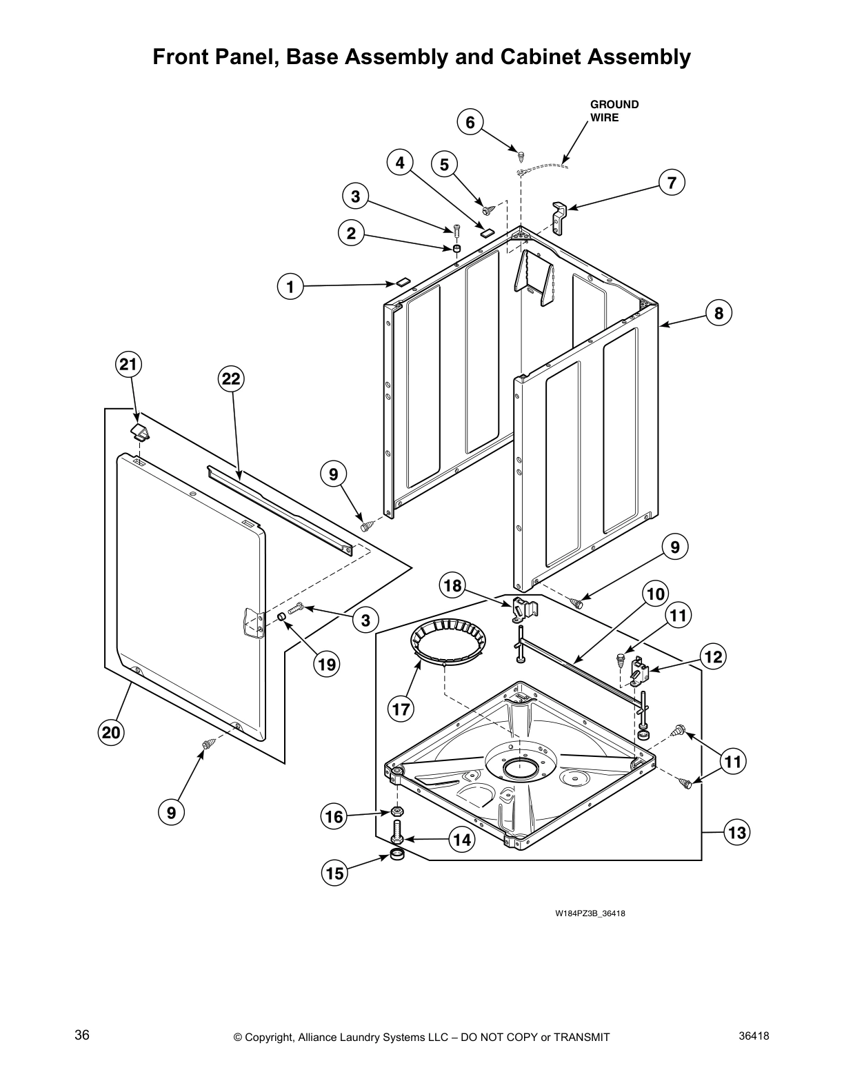 Front Panel, Base Assembly and Cabinet Assembly