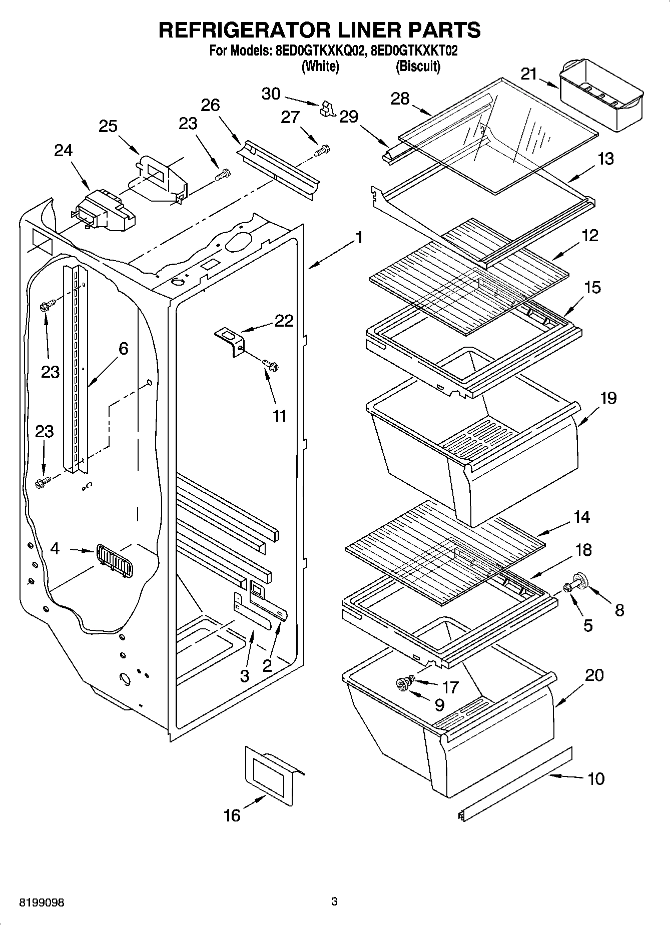 02 - REFRIGERATOR LINER PARTS