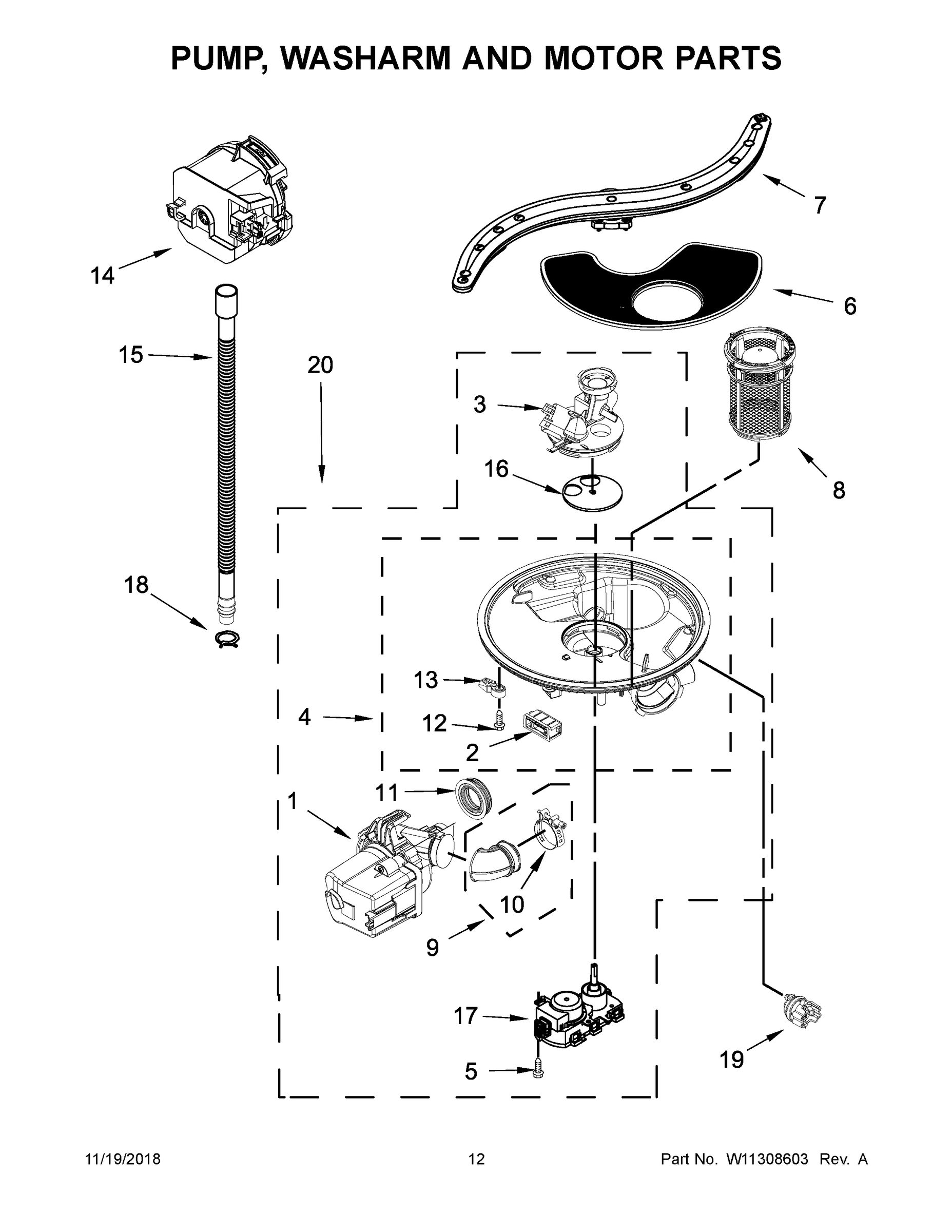 07 - PUMP, WASHARM AND MOTOR PARTS