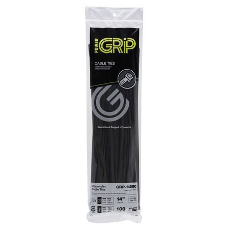 PowerGRP Cable Tie Black 14" 50lb (100PK)