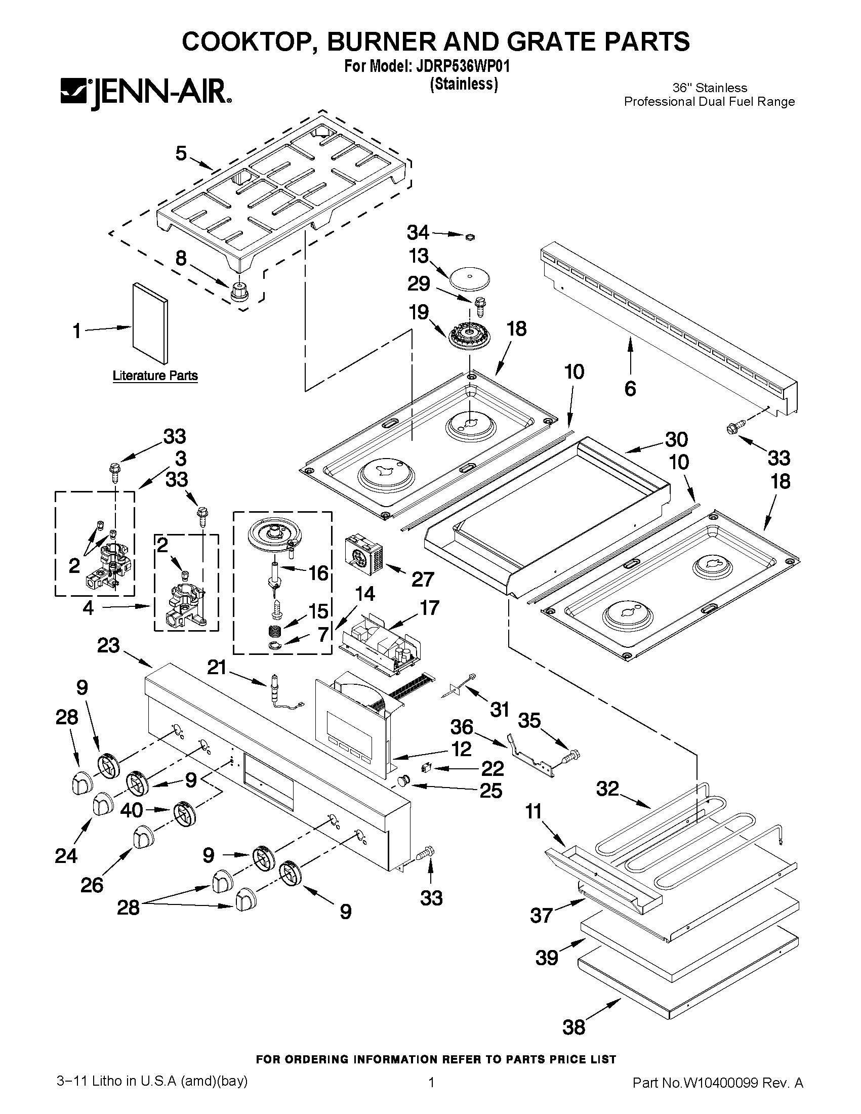01 - COOKTOP, BURNER AND GRATE PARTS