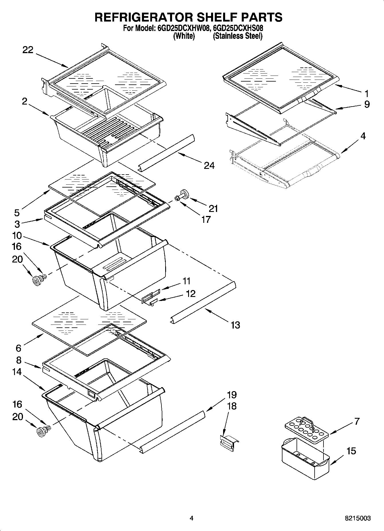 03 - REFRIGERATOR SHELF PARTS