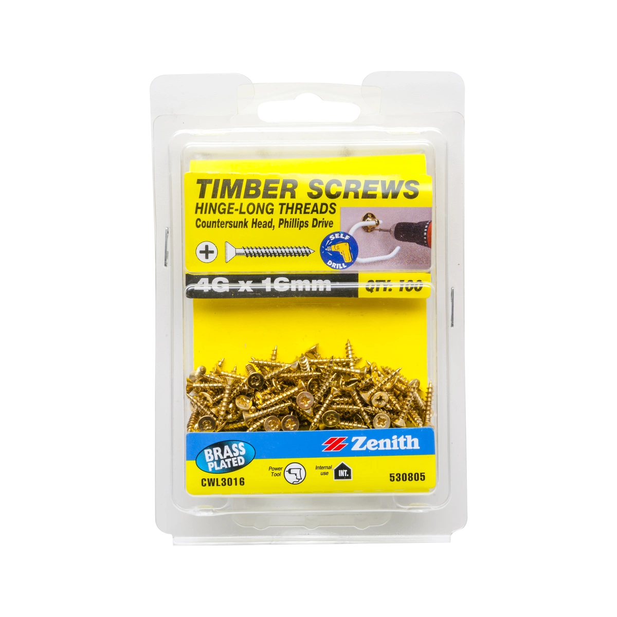 ZENITH® 4G x 16mm Timber Screws for Internal Use – Pack of 100