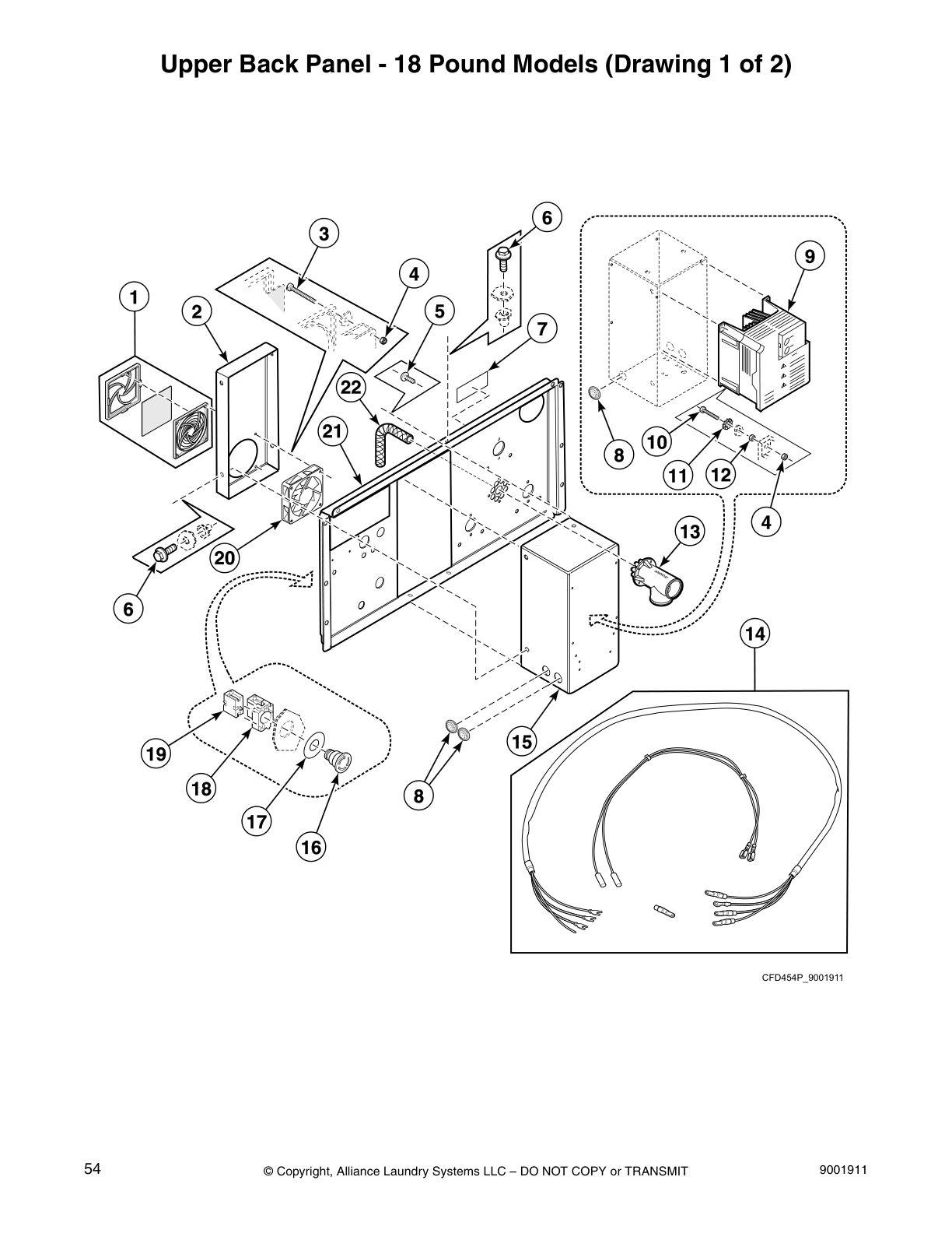Upper Back Panel - 18 Pound Models (Drawing 1 of 2)