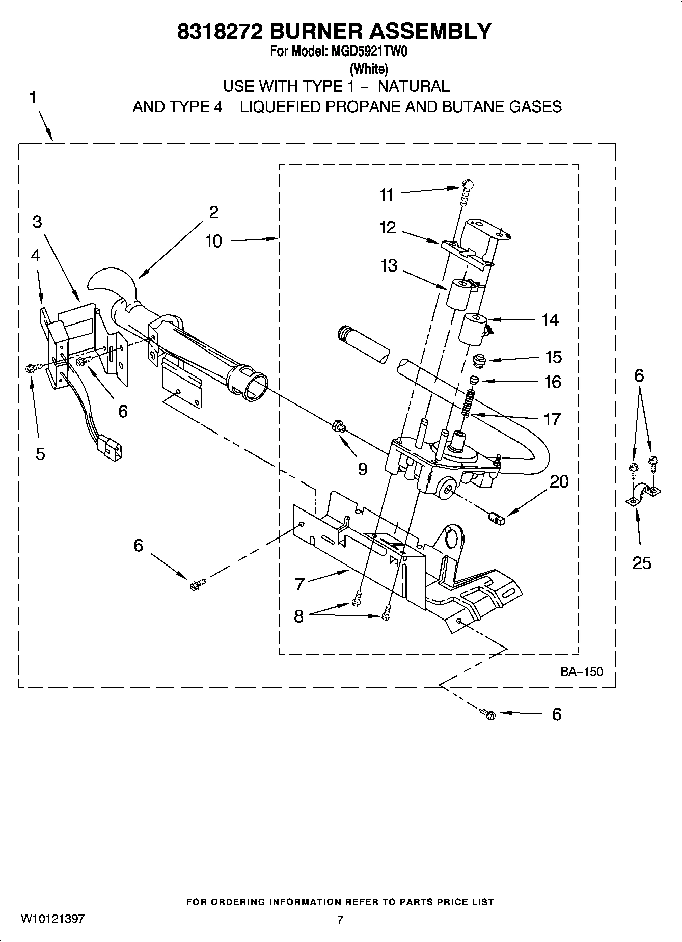 04 - 8318272 BURNER ASSEMBLY, OPTIONAL PARTS (NOT INCLUDED)